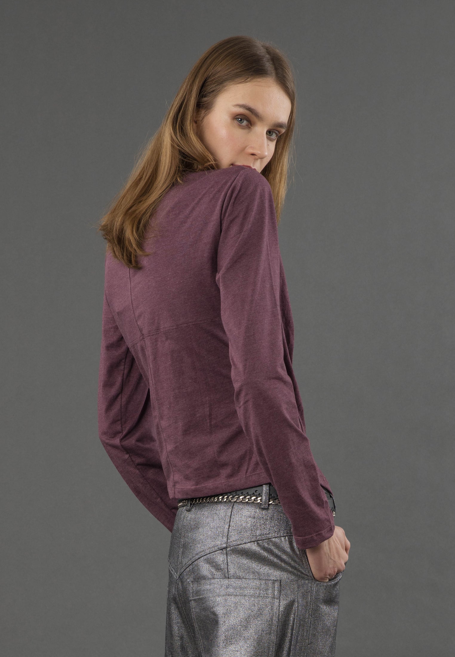 TIME TOP LS MAUVE WINE