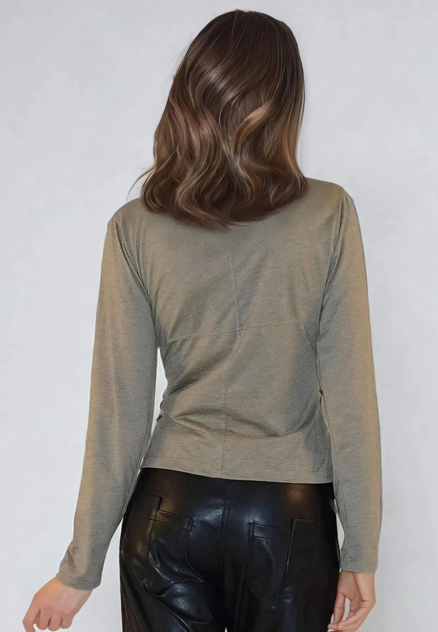 TIME TOP LS GREY MARL & PINE