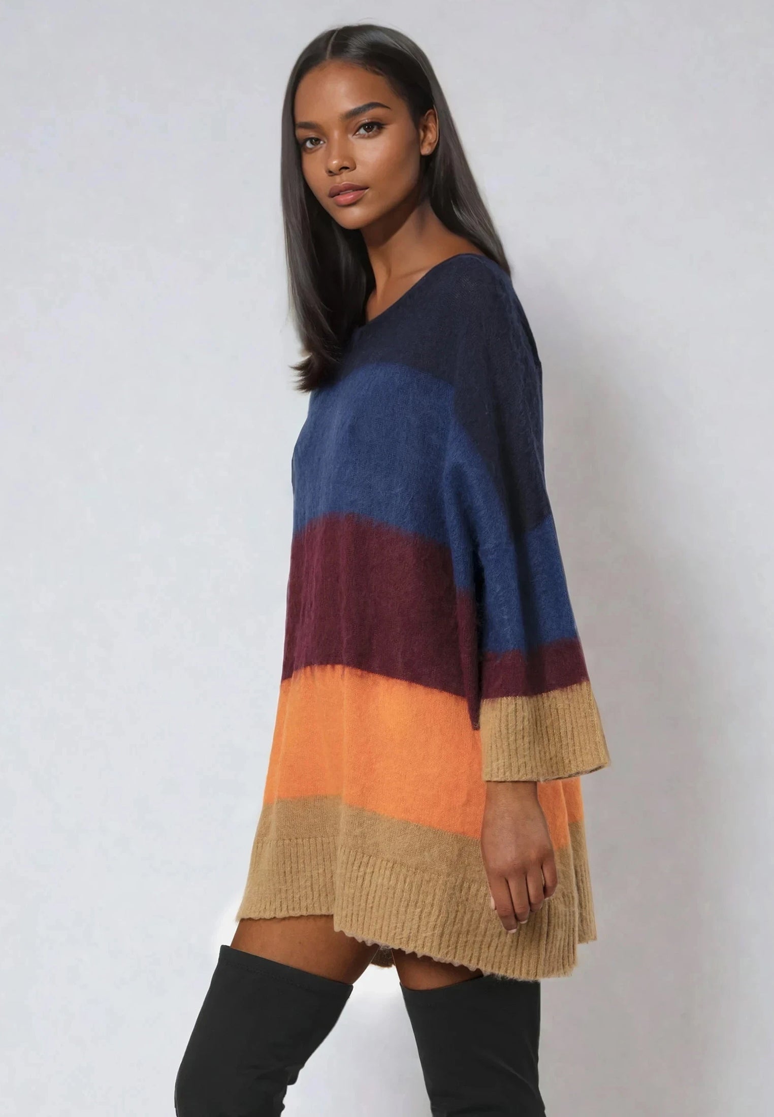 CRESCENT JUMPER DRESS BLOCK STRIPE