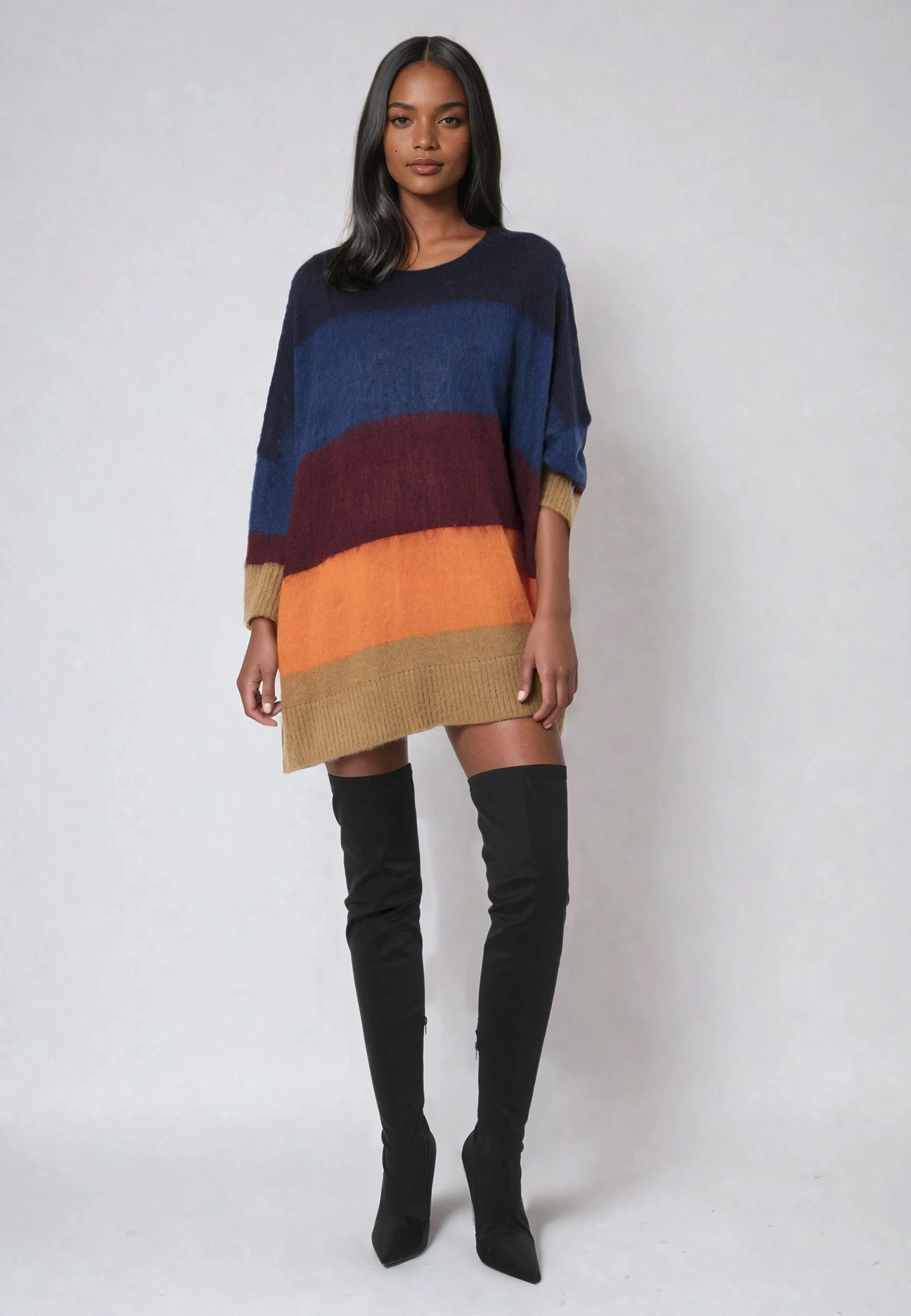 CRESCENT JUMPER DRESS BLOCK STRIPE