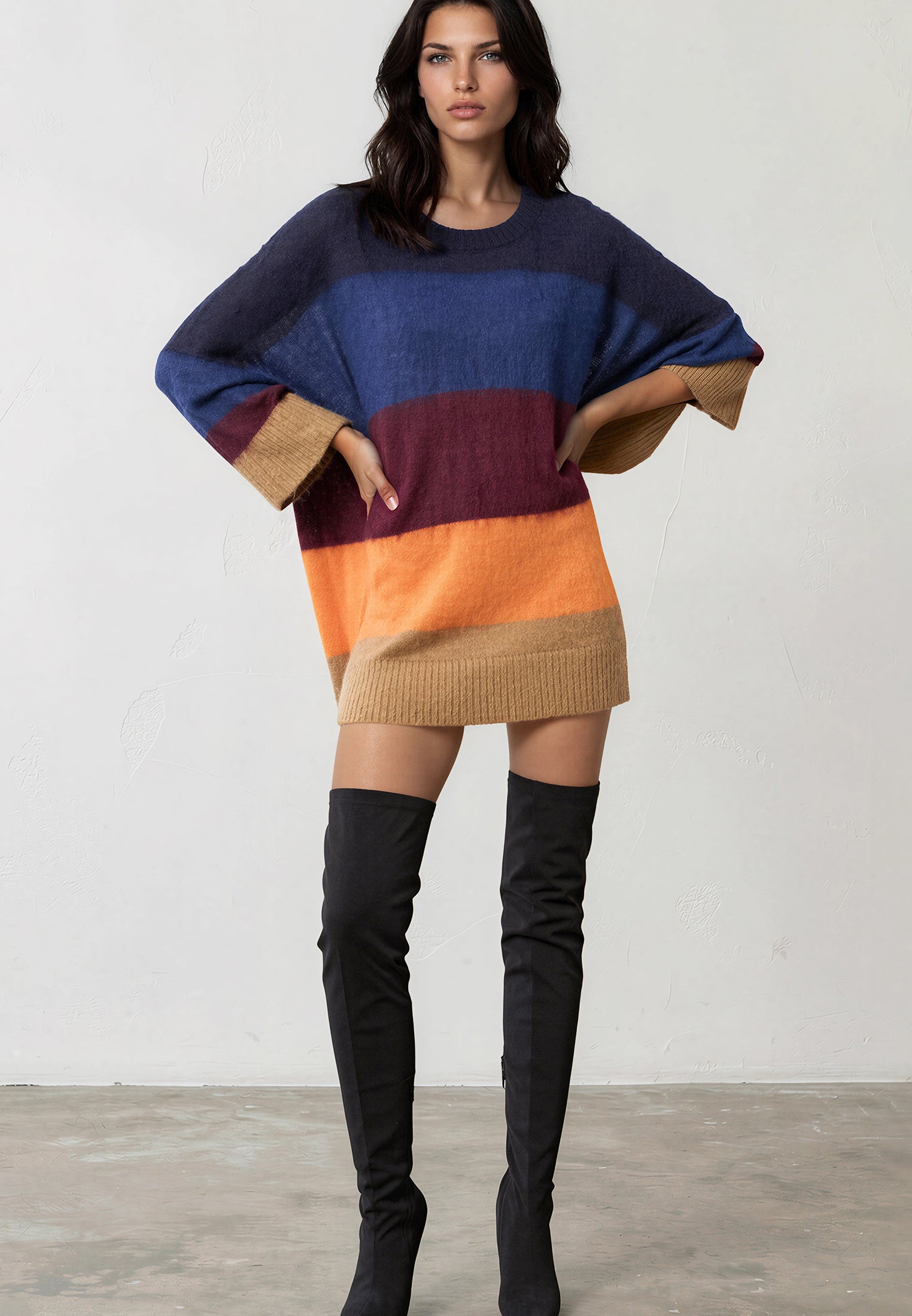CRESCENT JUMPER DRESS BLOCK STRIPE