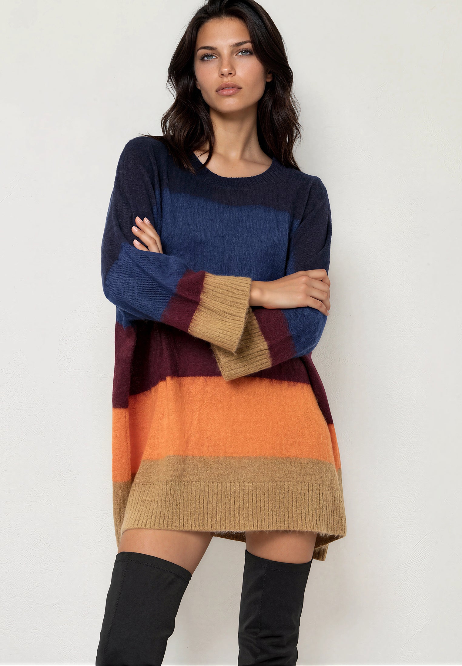 CRESCENT JUMPER DRESS BLOCK STRIPE