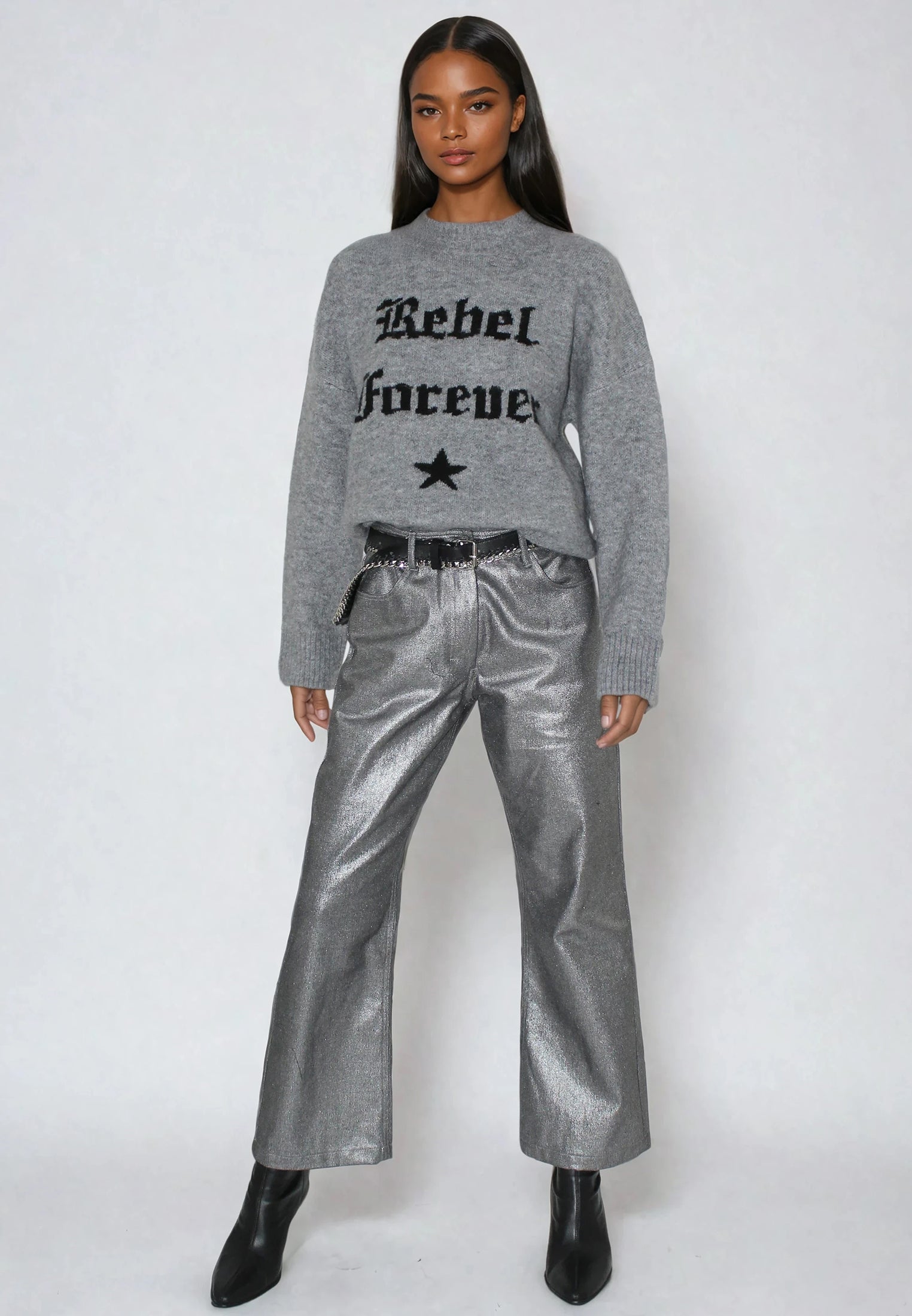 REBEL FOREVER JUMPER GREY MARL & BLACK