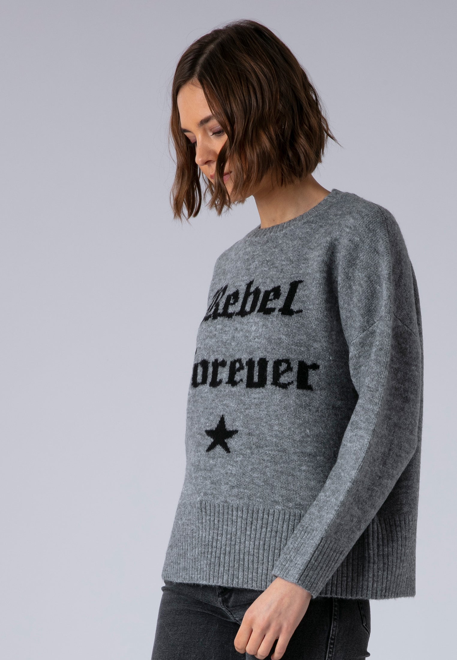 REBEL FOREVER JUMPER GREY MARL & BLACK
