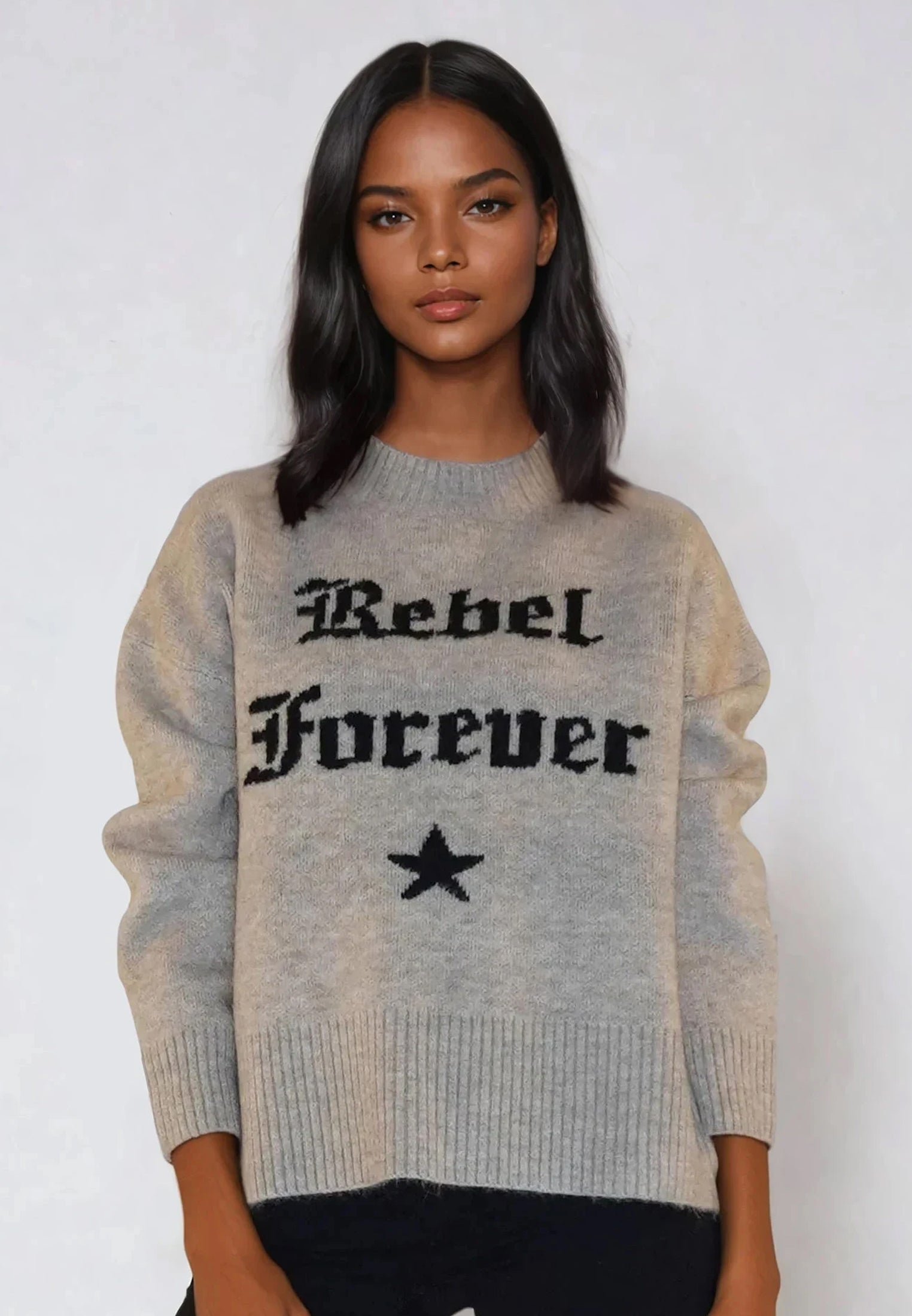 REBEL FOREVER JUMPER OATMEAL & BLACK