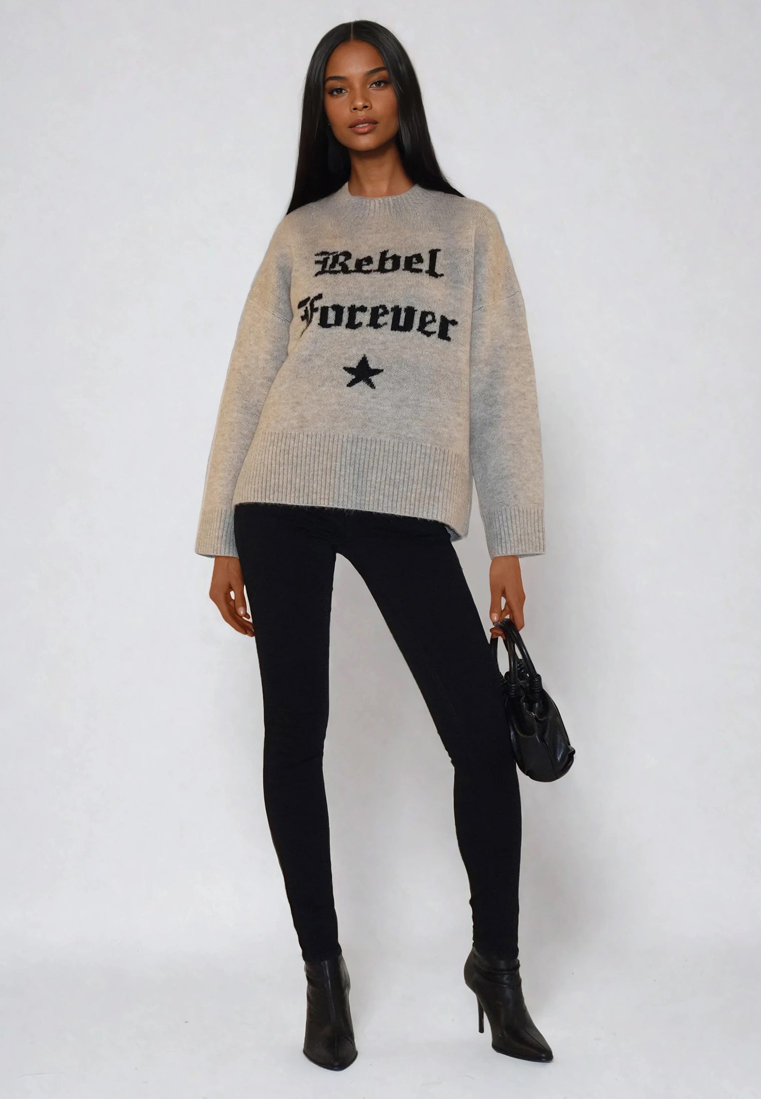 REBEL FOREVER JUMPER OATMEAL & BLACK