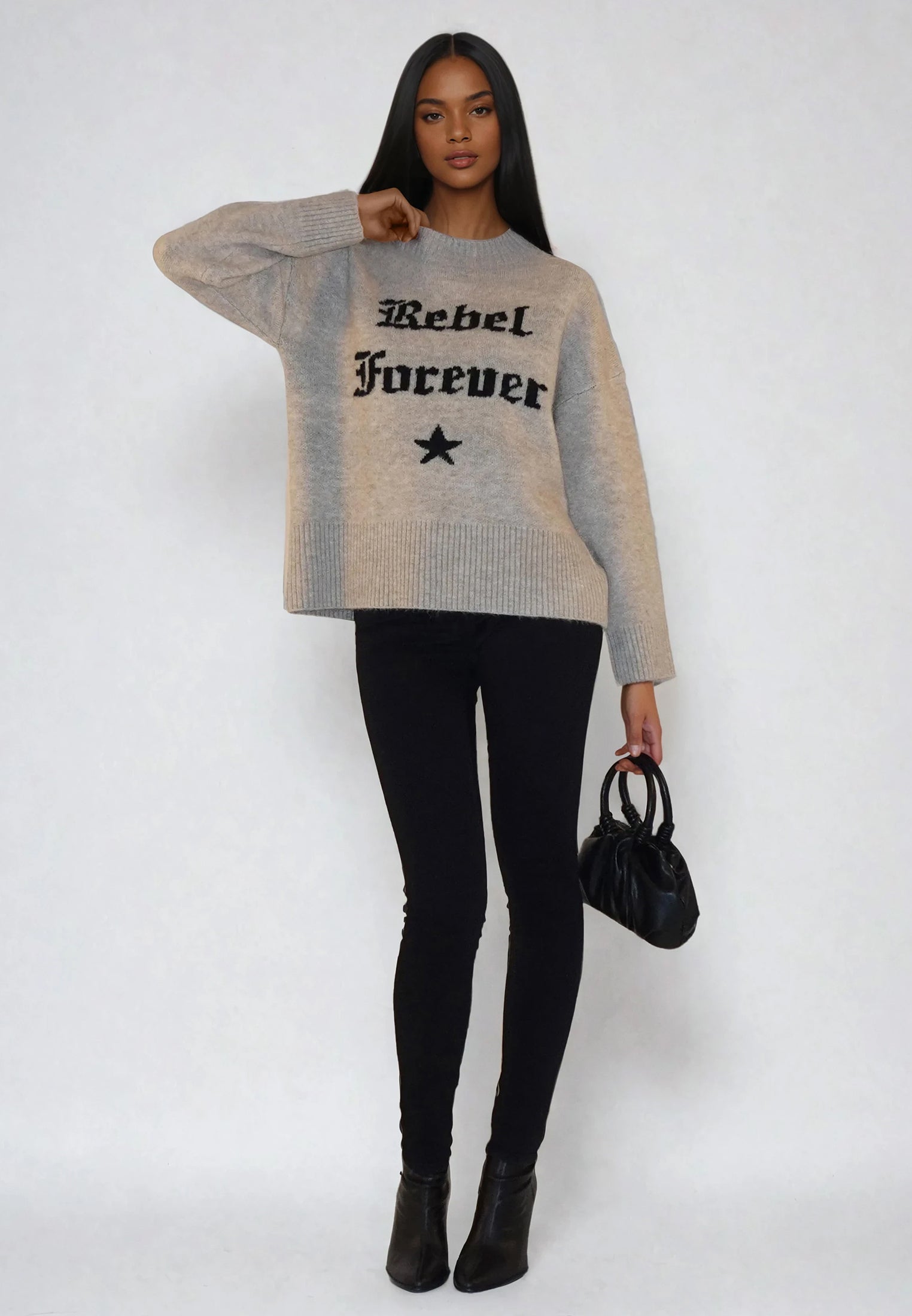 REBEL FOREVER JUMPER OATMEAL & BLACK