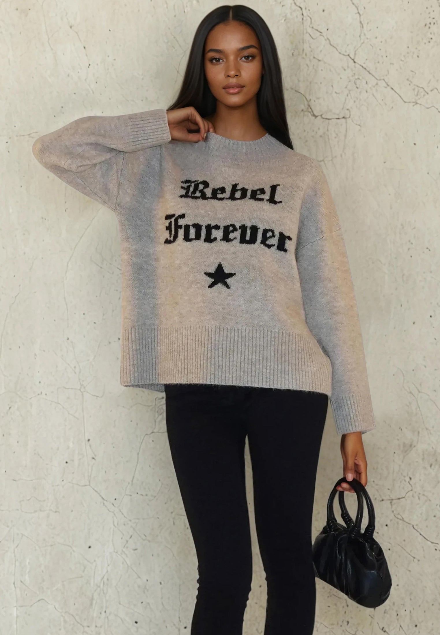 REBEL FOREVER JUMPER OATMEAL & BLACK