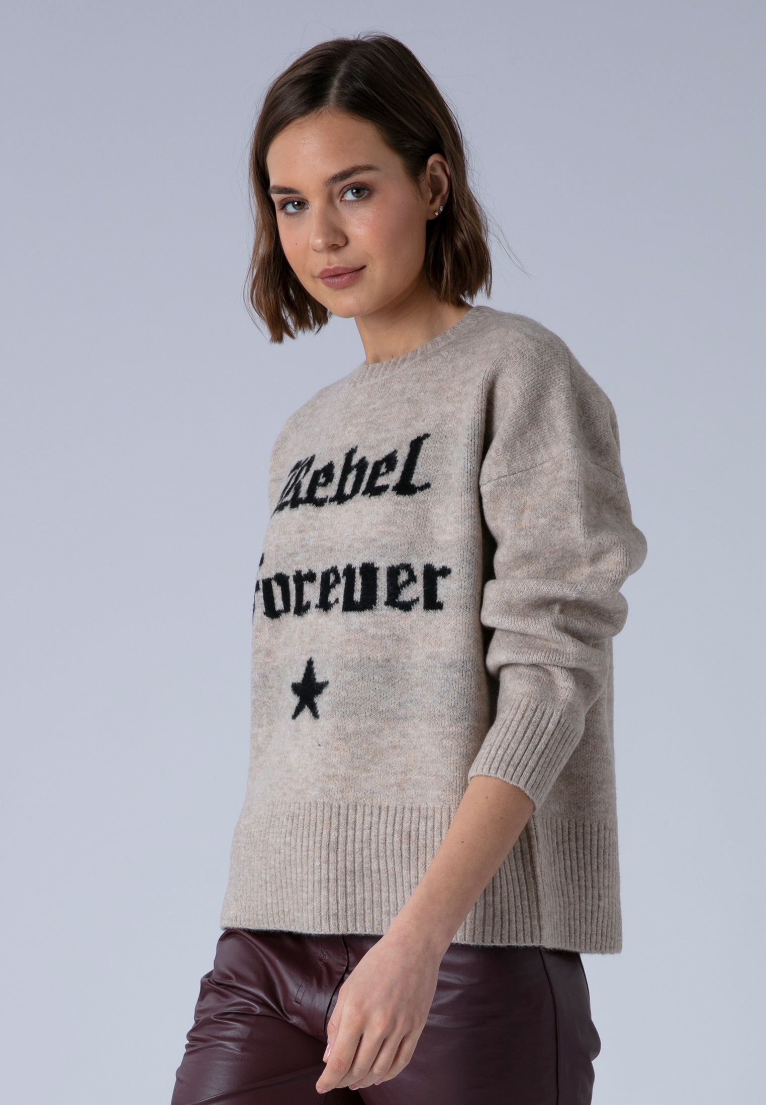 REBEL FOREVER JUMPER OATMEAL & BLACK