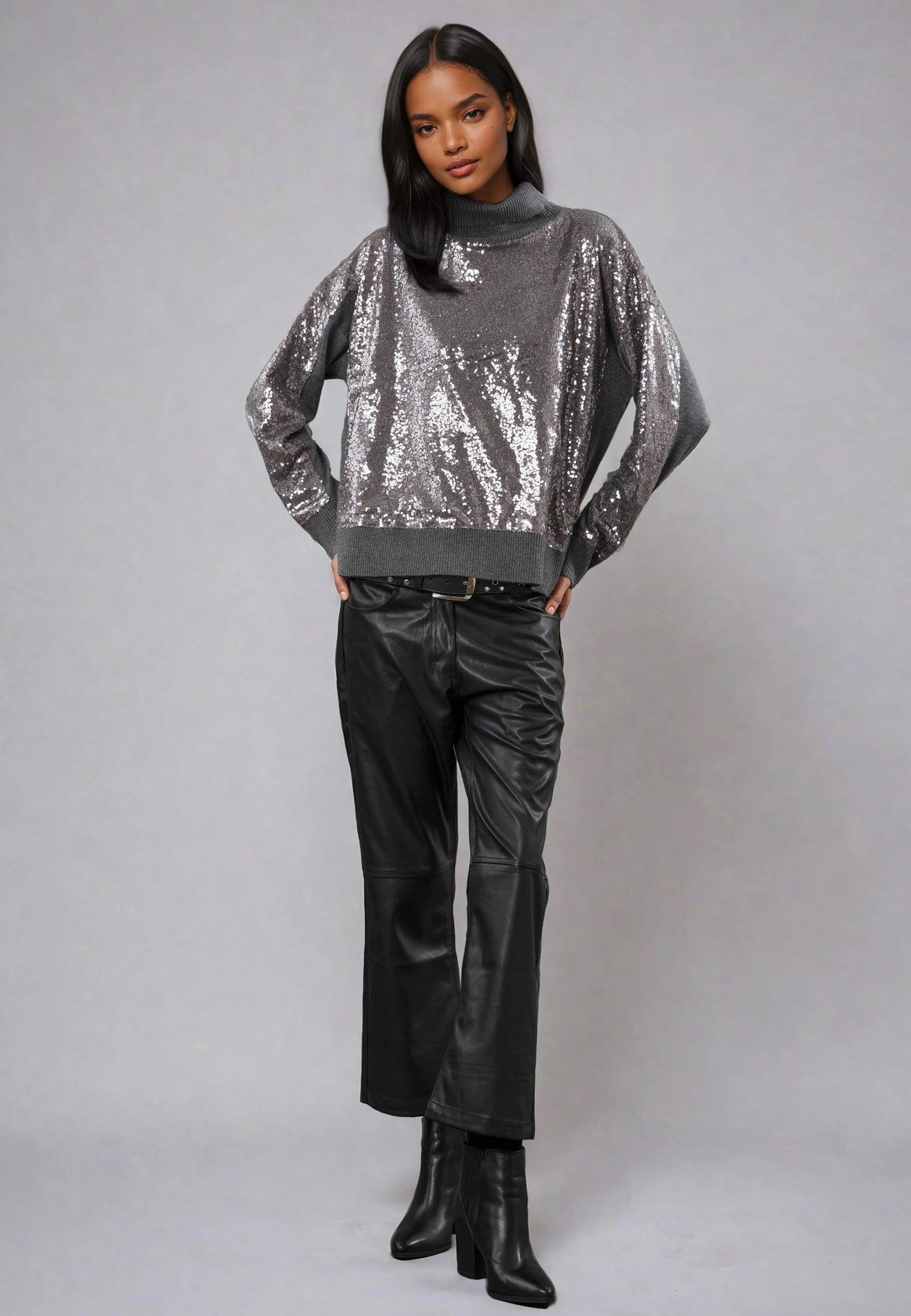 HAILEY TURTLENECK GREY MARL