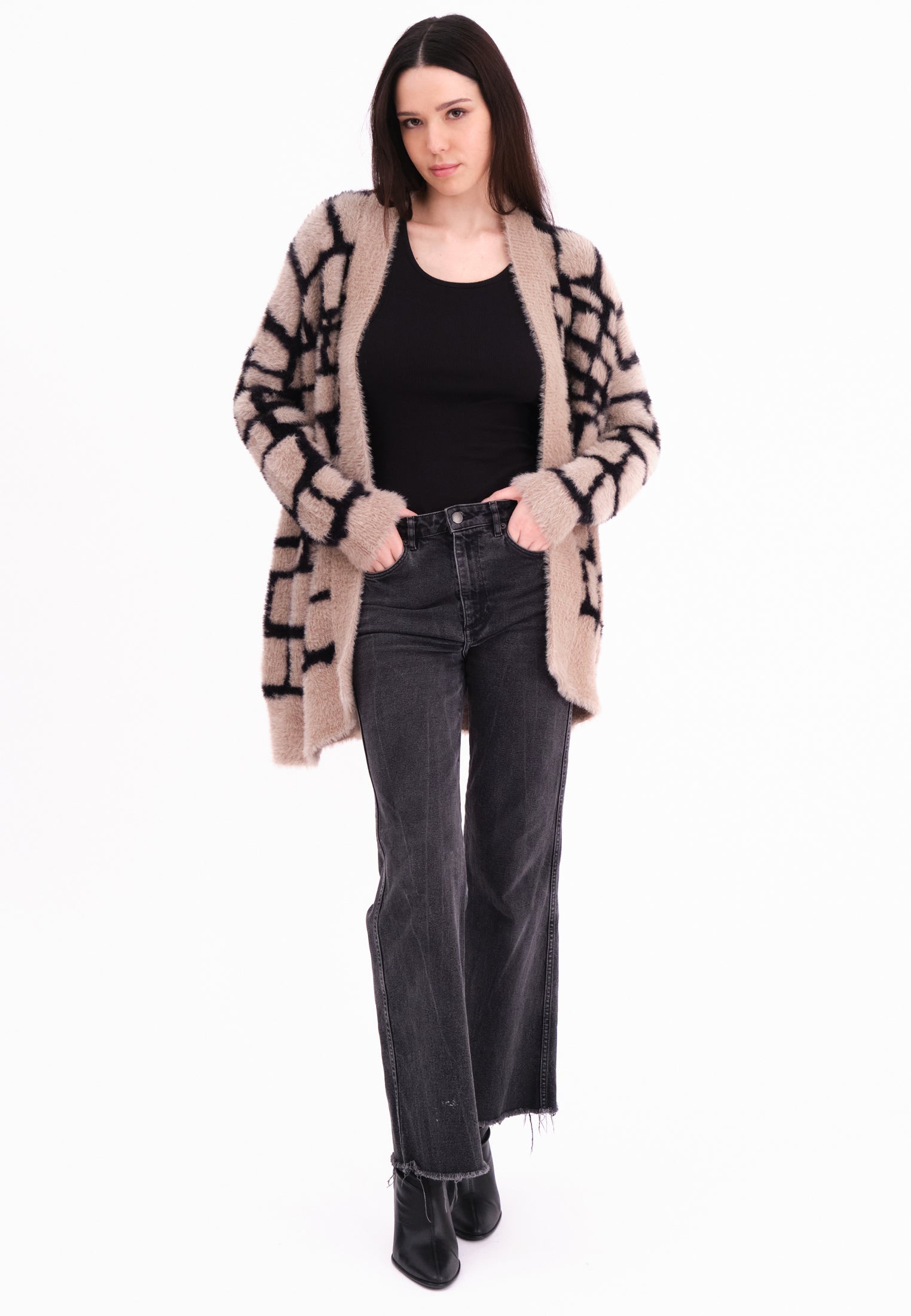 IRIS CARDIGAN STONE & BLACK