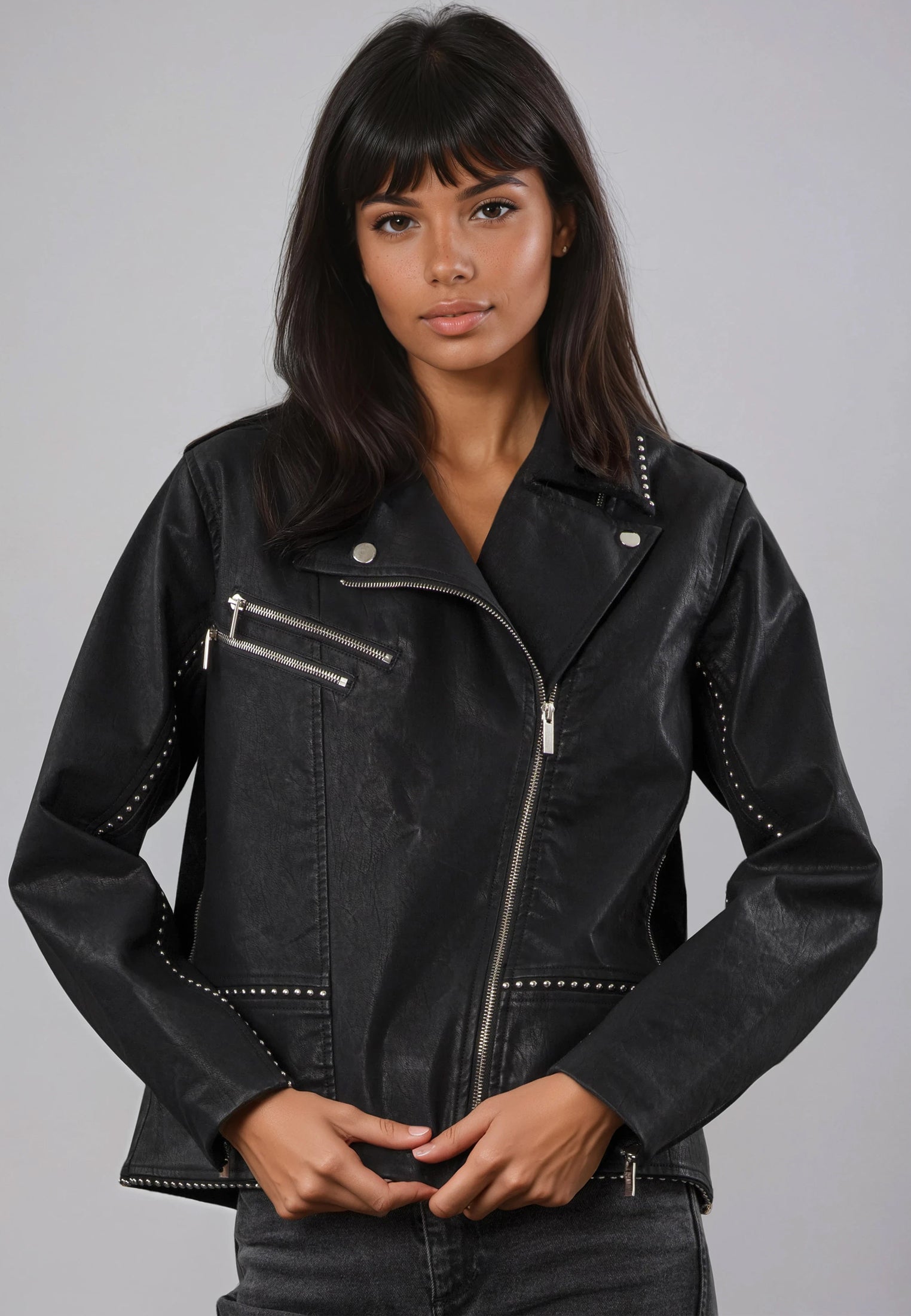 JANE FAUX LEATHER JACKET BLACK