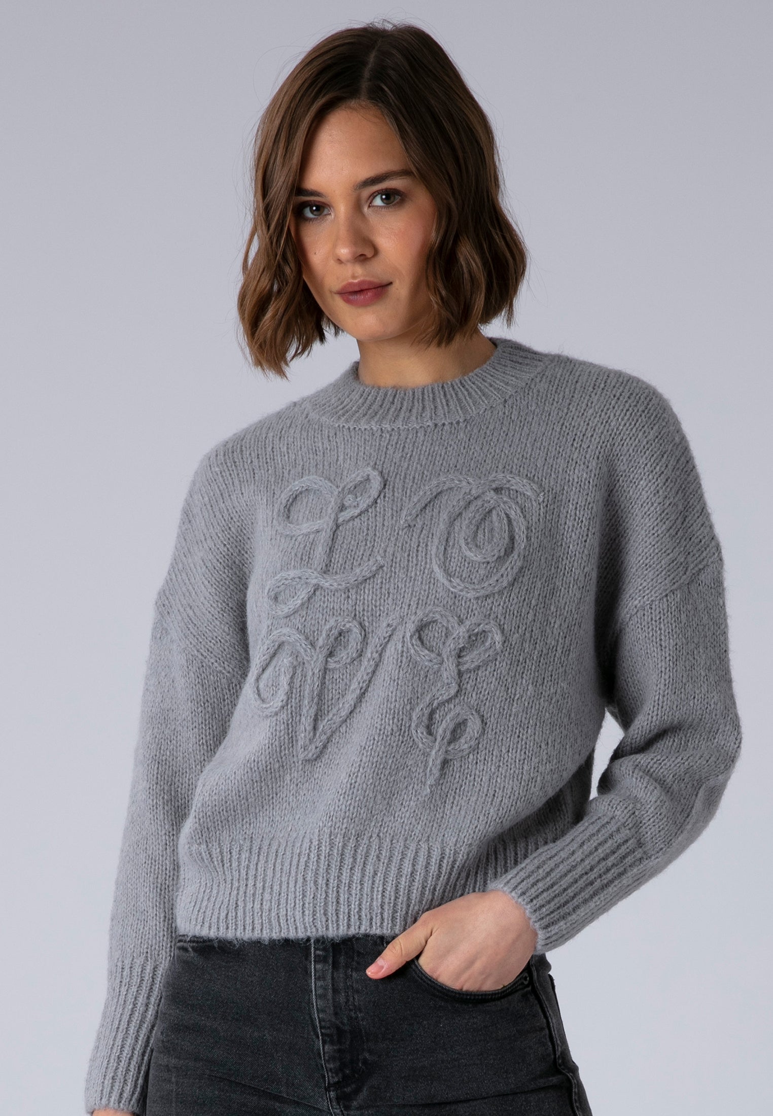 LOVE JUMPER GREY MARL