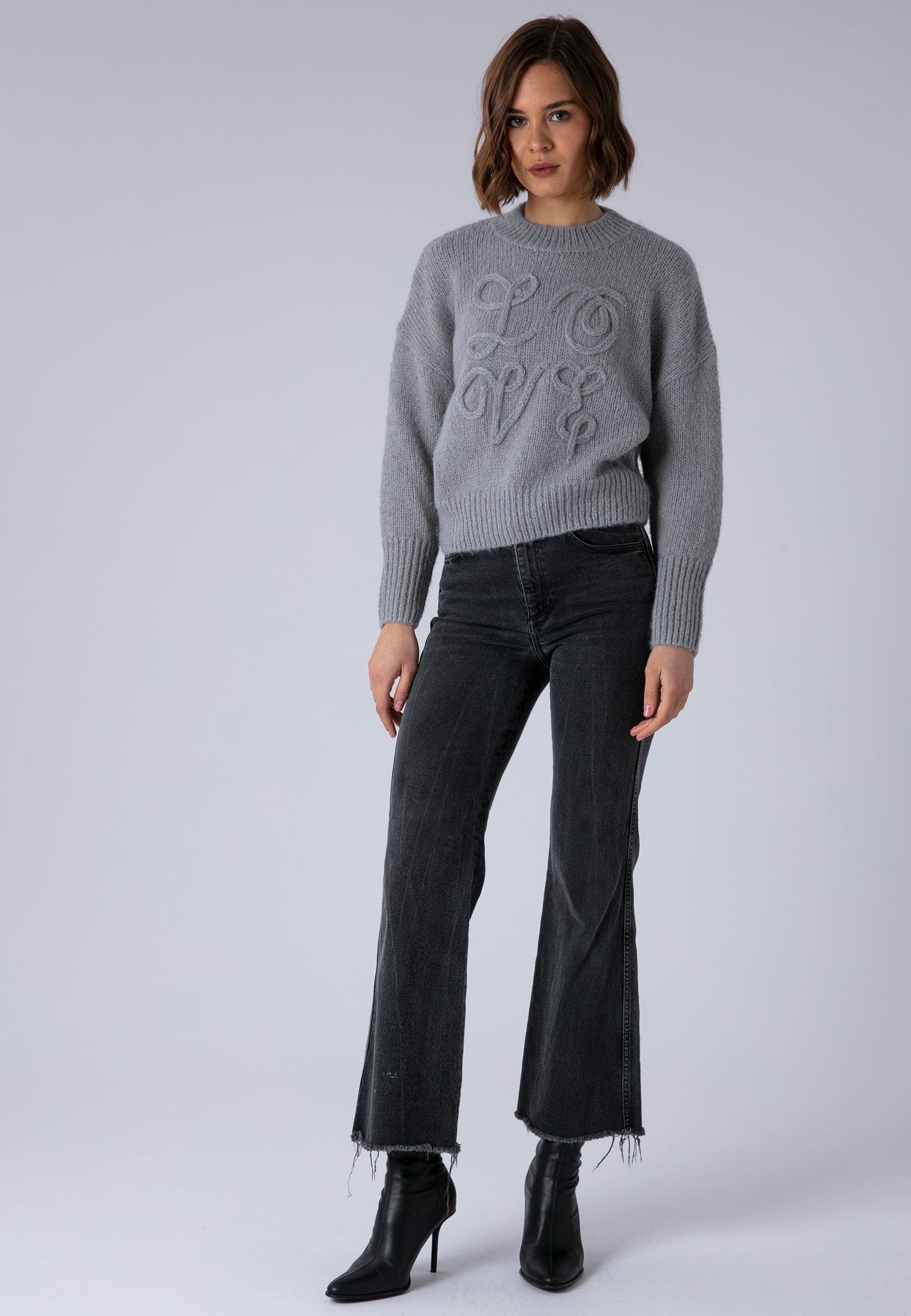 LOVE JUMPER GREY MARL