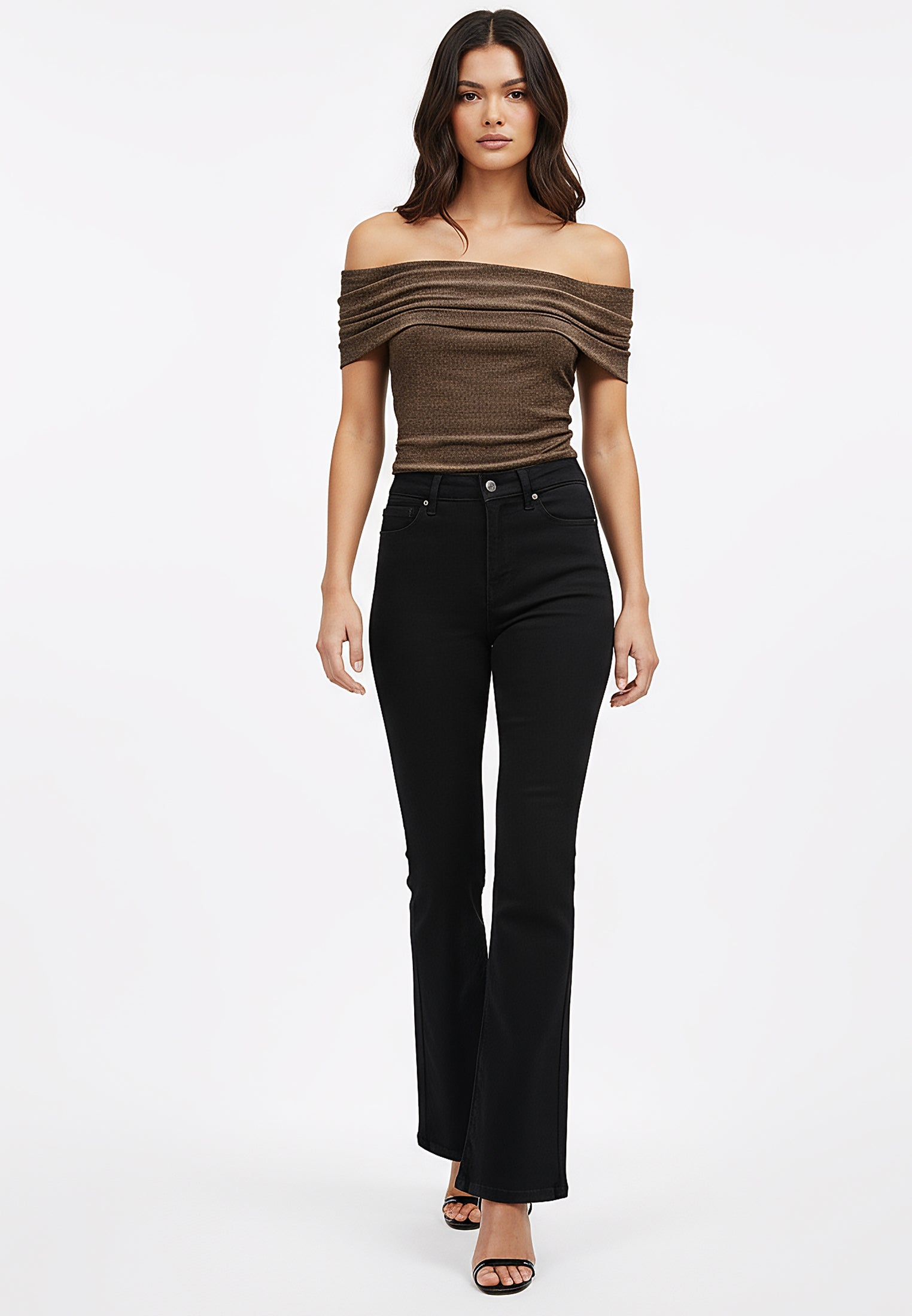 LUNA OFF THE SHOULDER TOP BROWN