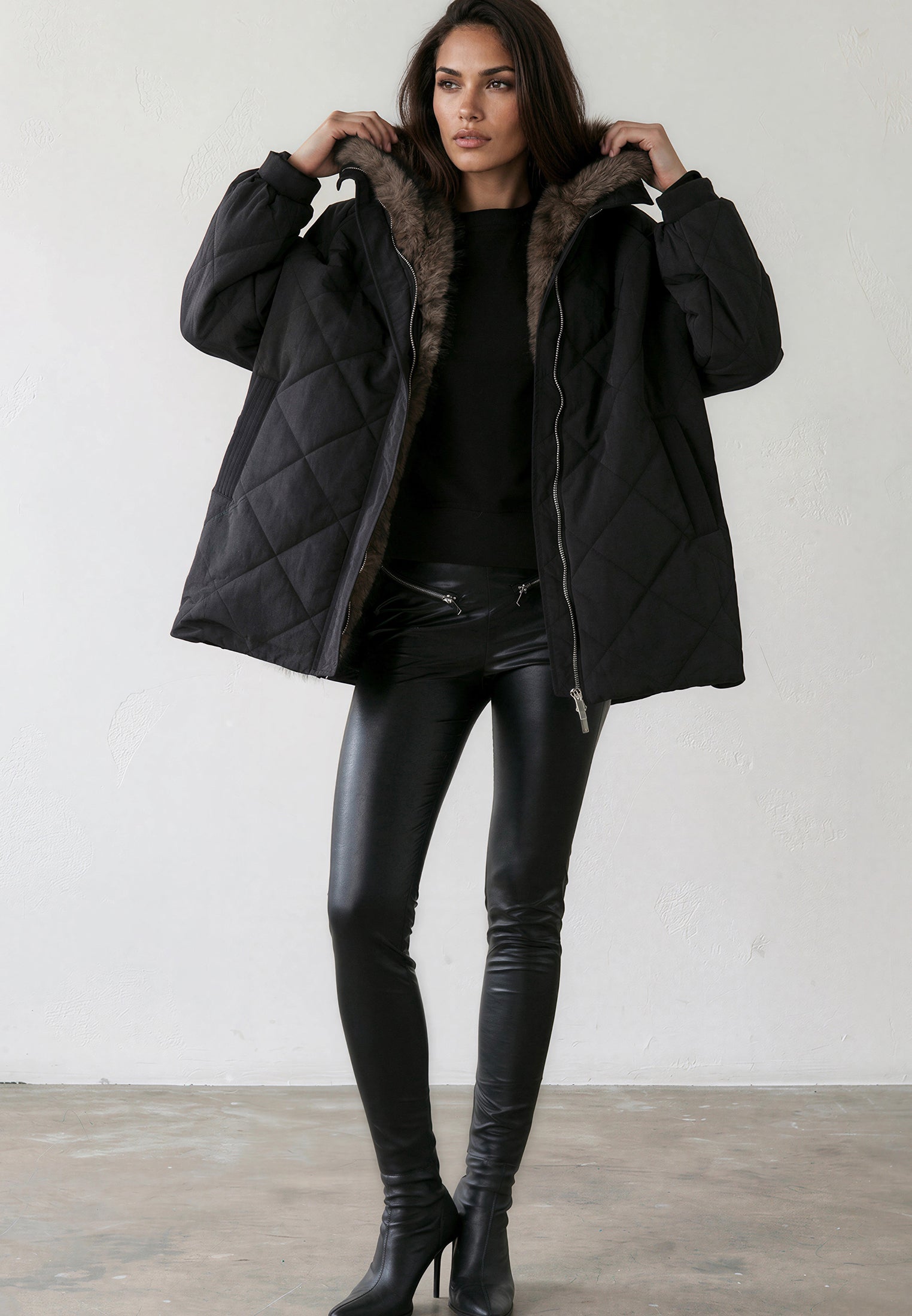 LORNA COAT BLACK & BROWN