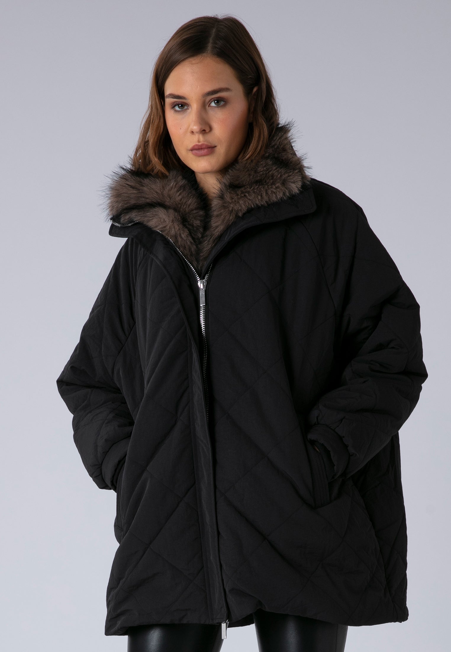 LORNA COAT BLACK & BROWN