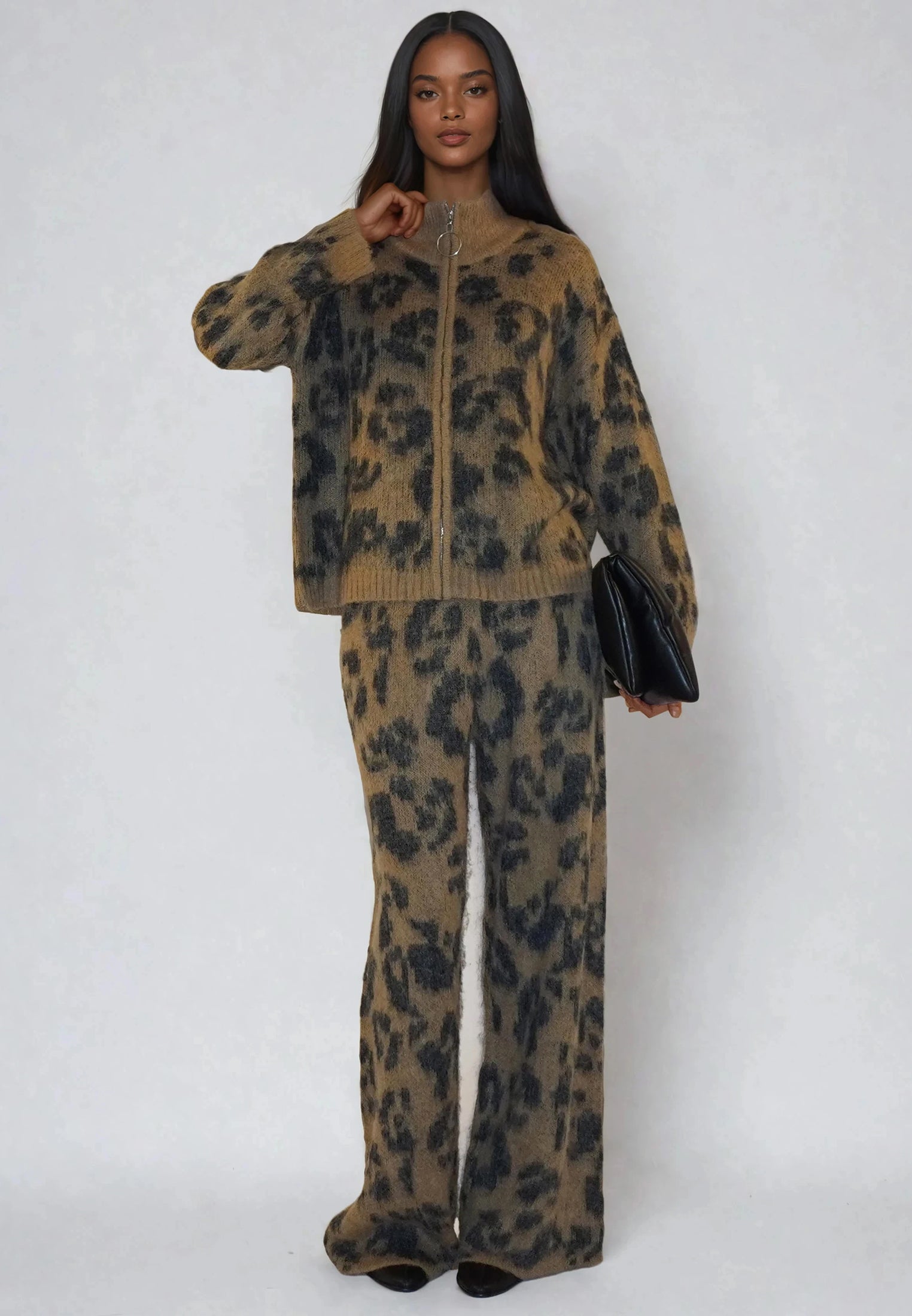 MAXIUMUM KNITTED PANTS CAMEL & BLACK MARL