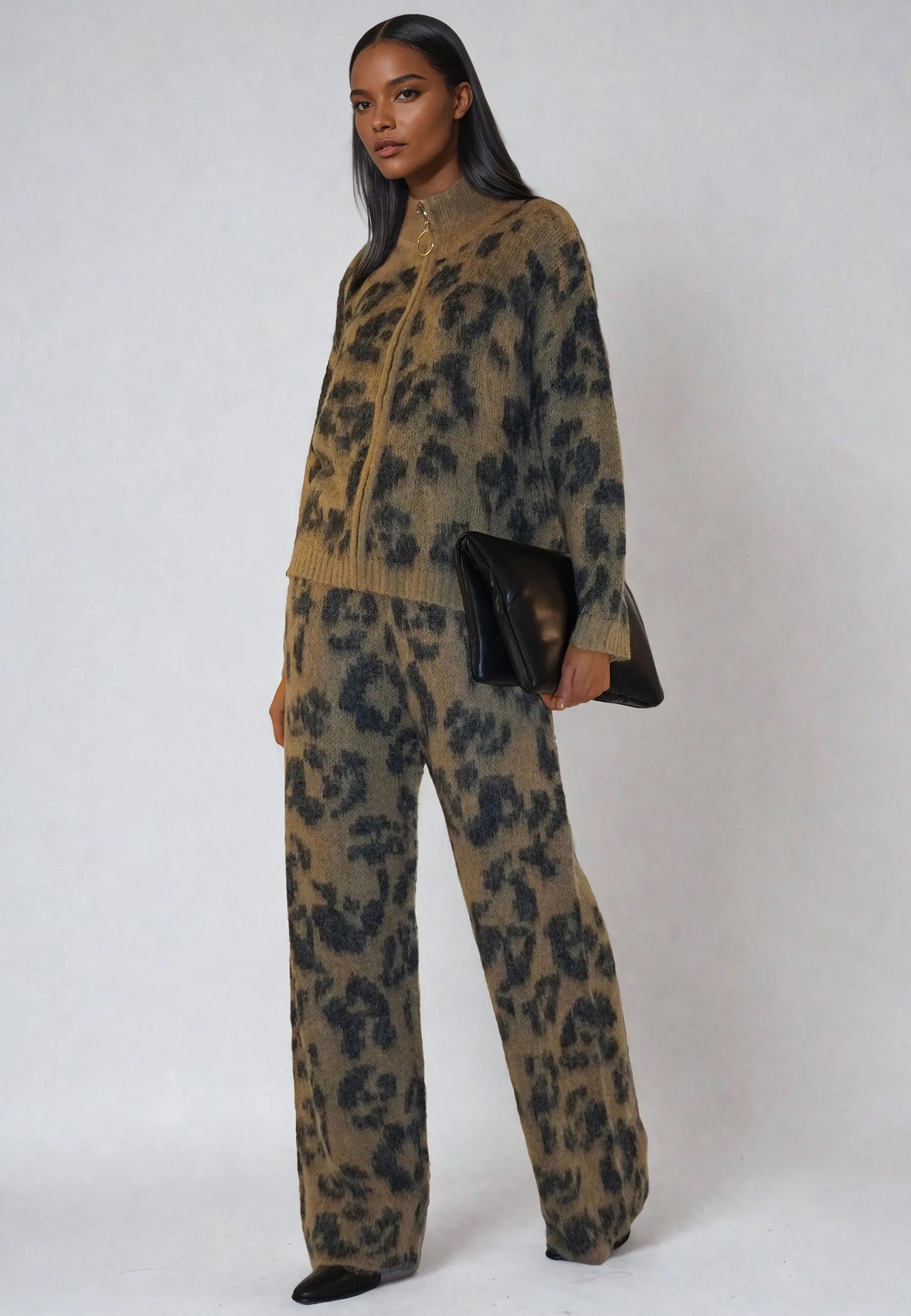 MAXIUMUM KNITTED PANTS CAMEL & BLACK MARL