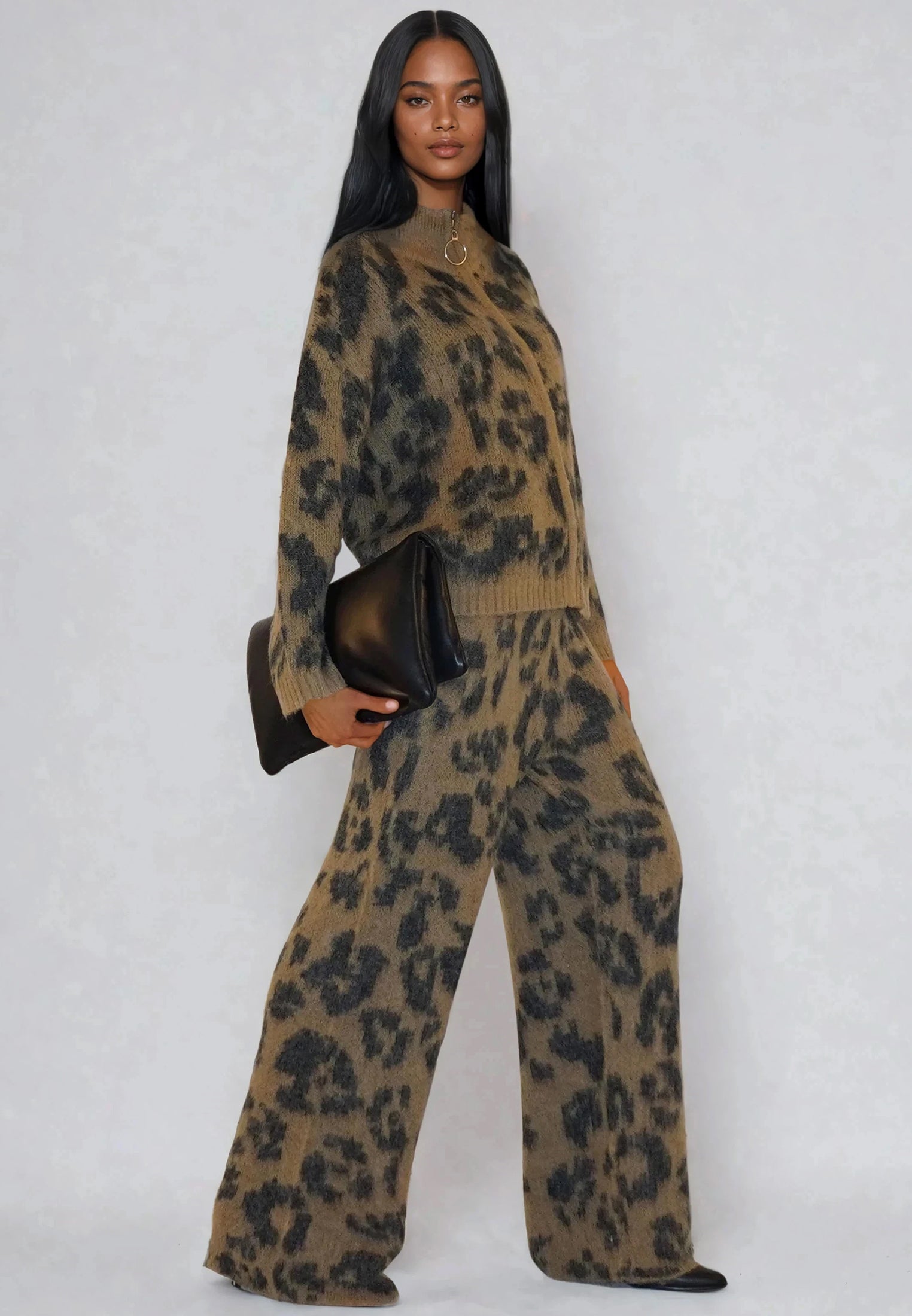 MAXIUMUM KNITTED PANTS CAMEL & BLACK MARL