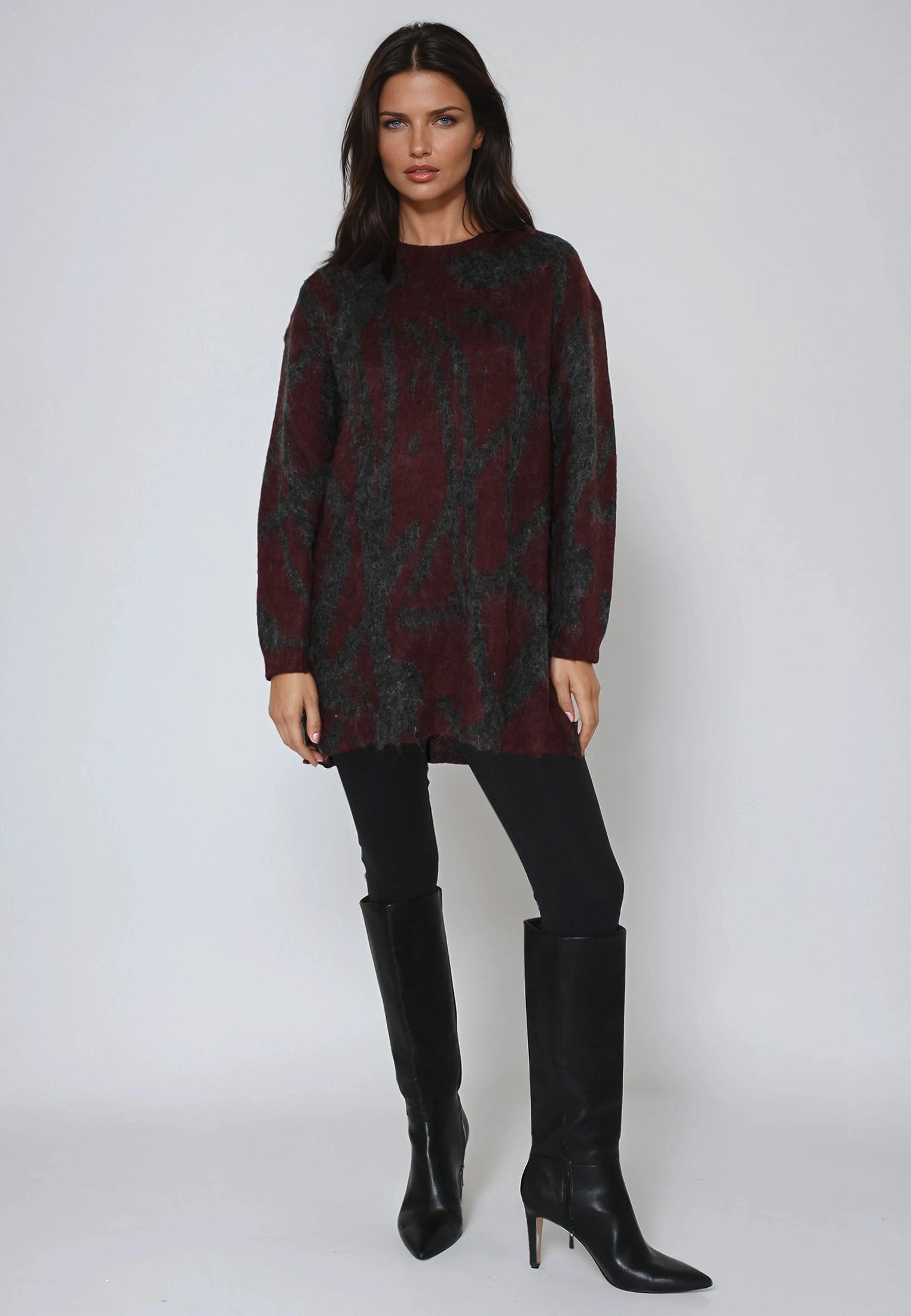 MAYA JUMPER DRESS CHARCOAL & PORT