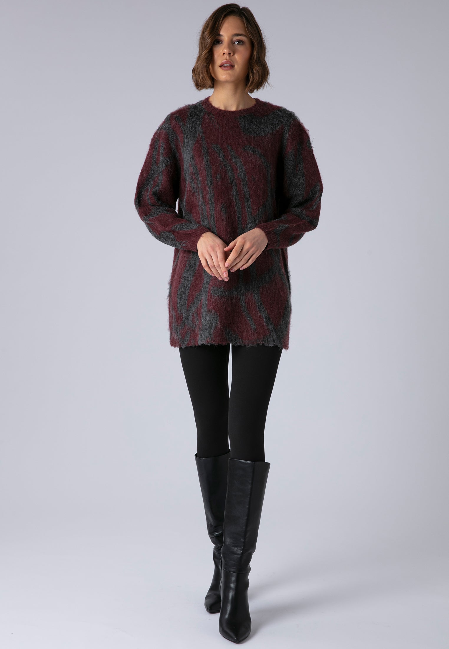 MAYA JUMPER DRESS CHARCOAL & PORT