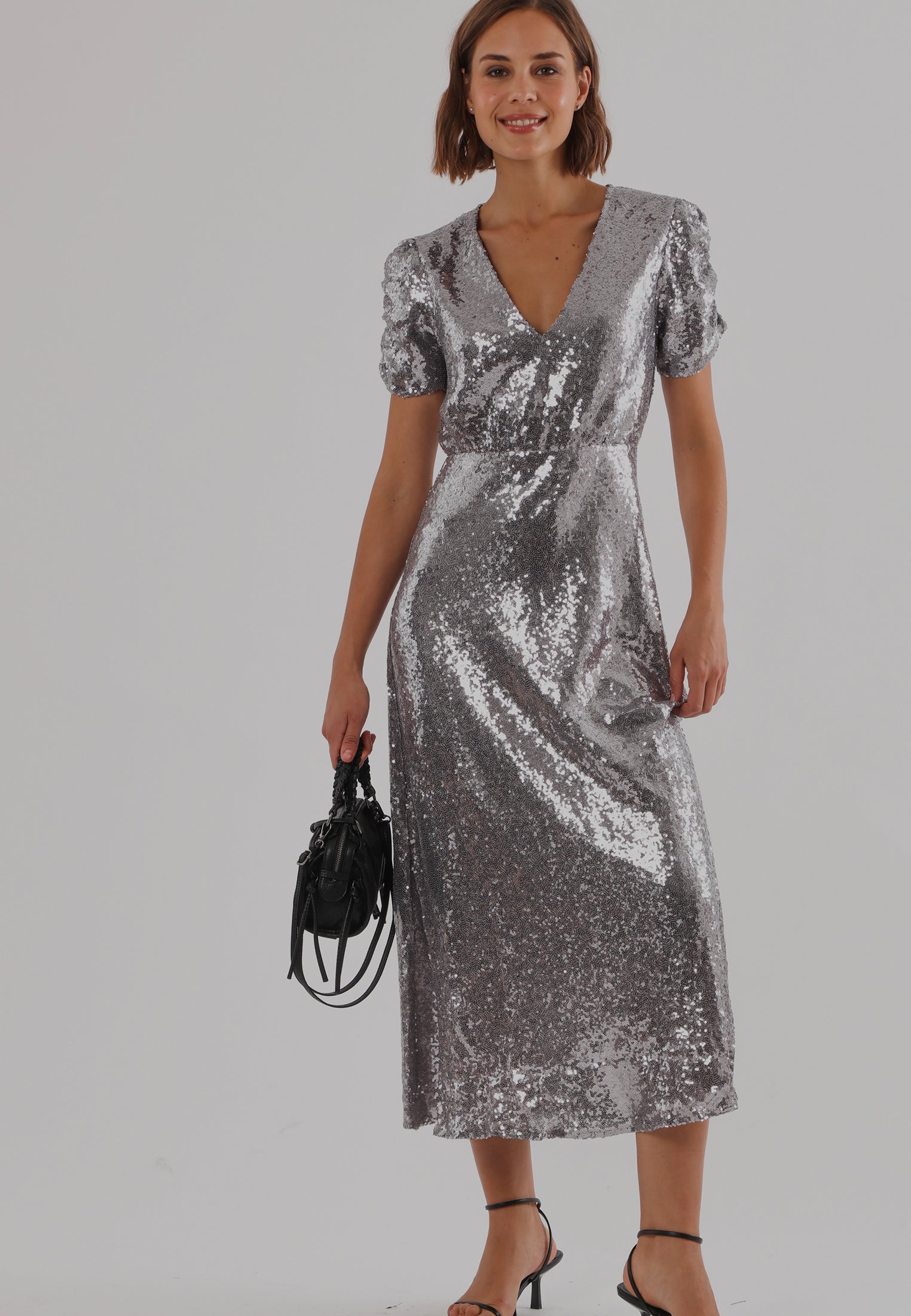 NAOMI DRESS SILVER SEQUIN