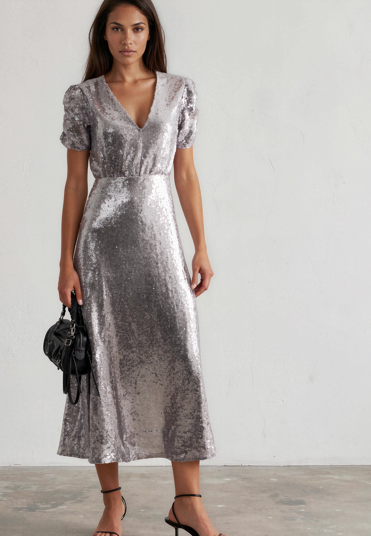 NAOMI DRESS SILVER SEQUIN
