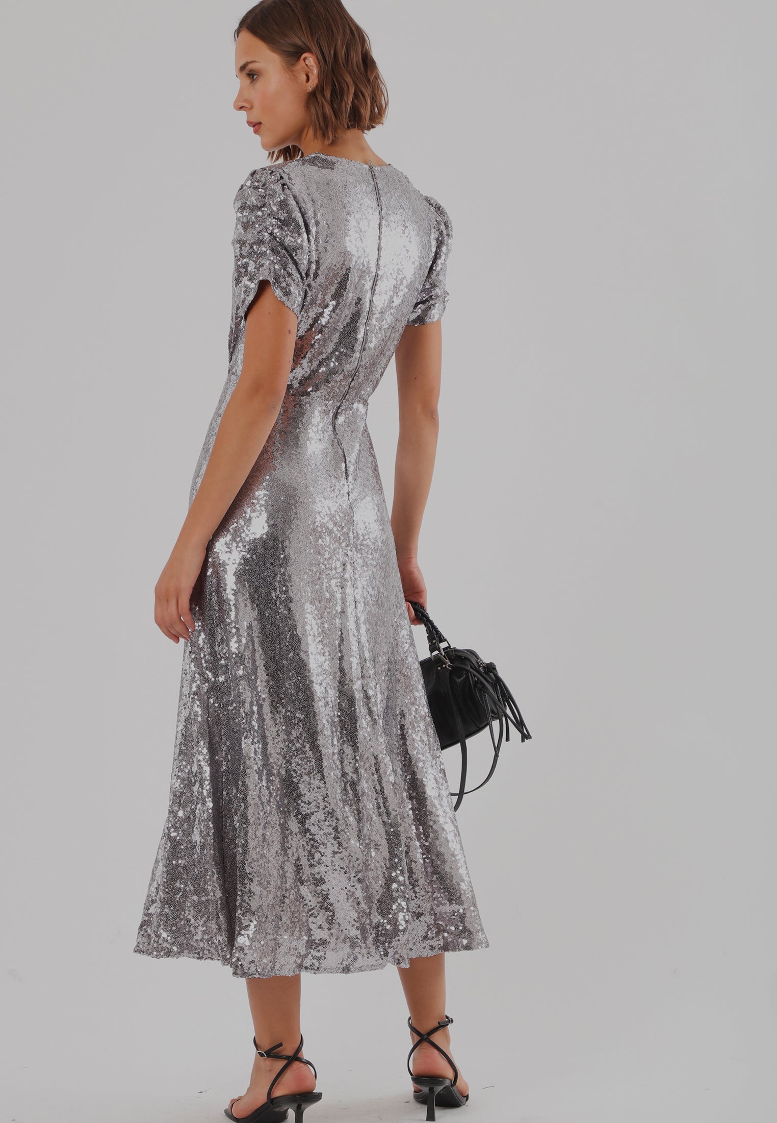 NAOMI DRESS SILVER SEQUIN