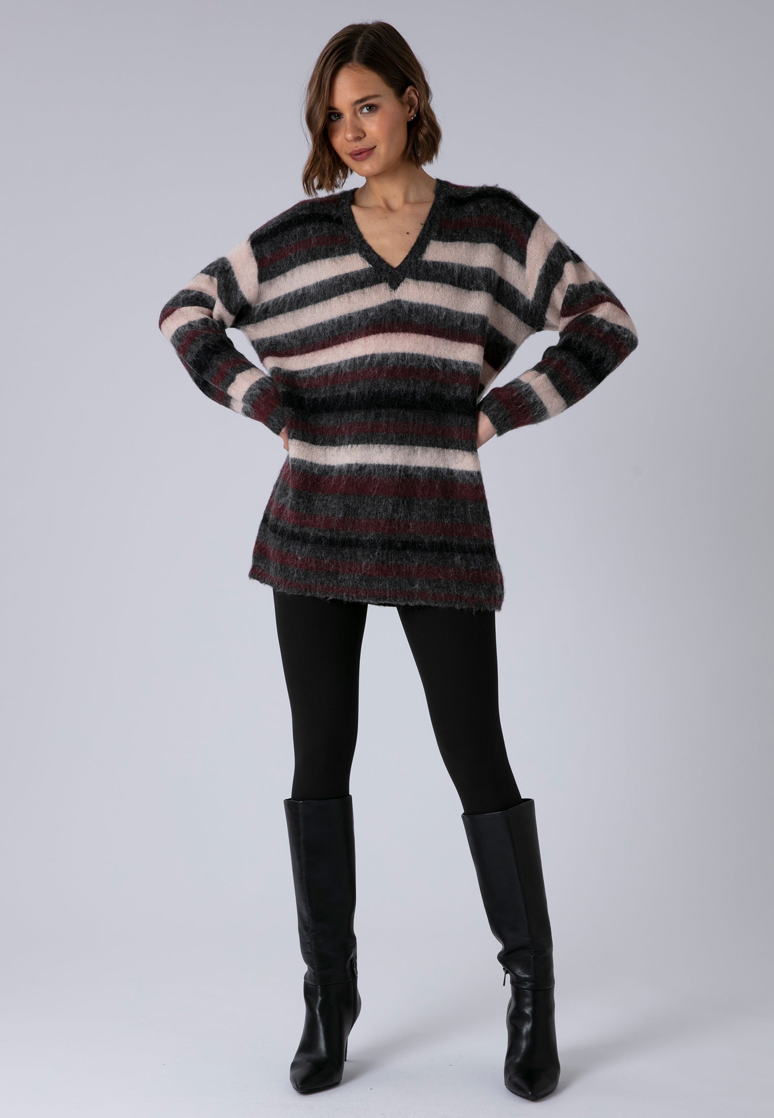 SAINT JUMPER DRESS CHARCOAL & PORT