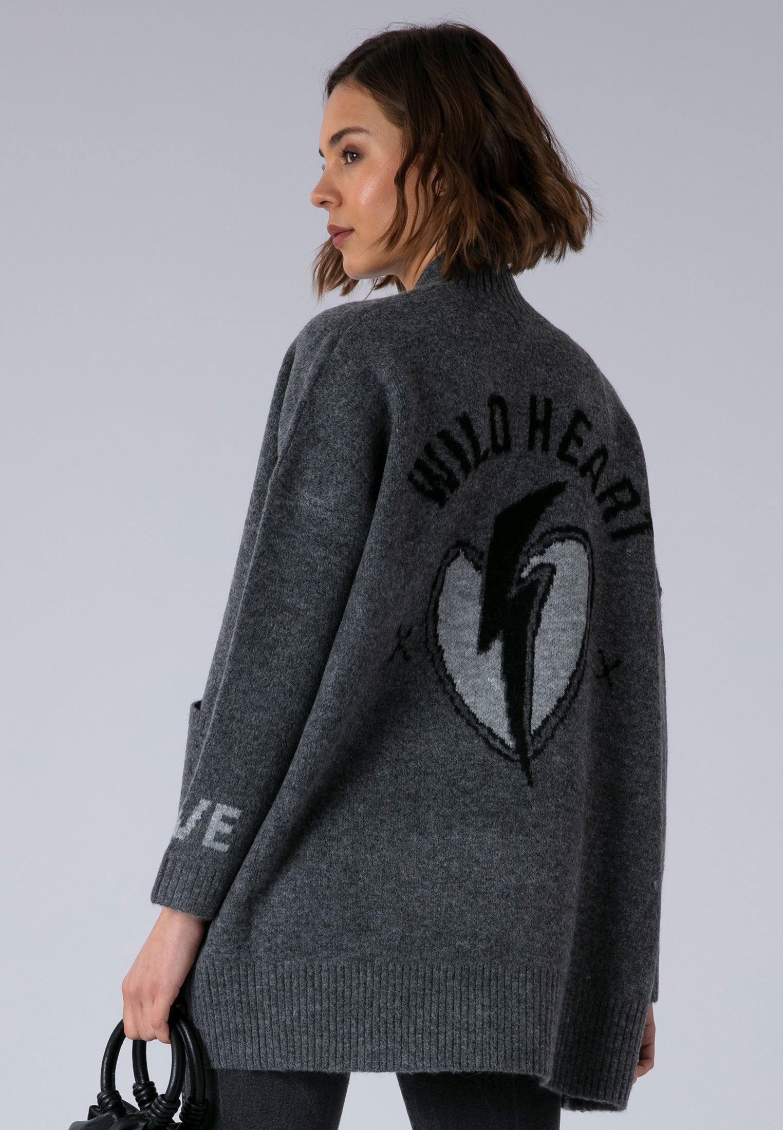 WILD HEART CARDIGAN CHARCOAL