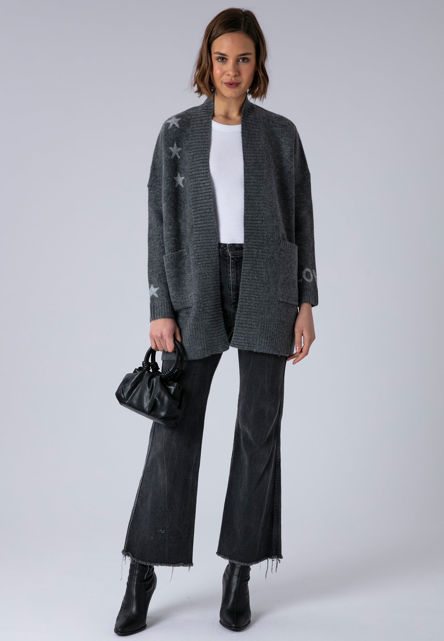 WILD HEART CARDIGAN CHARCOAL