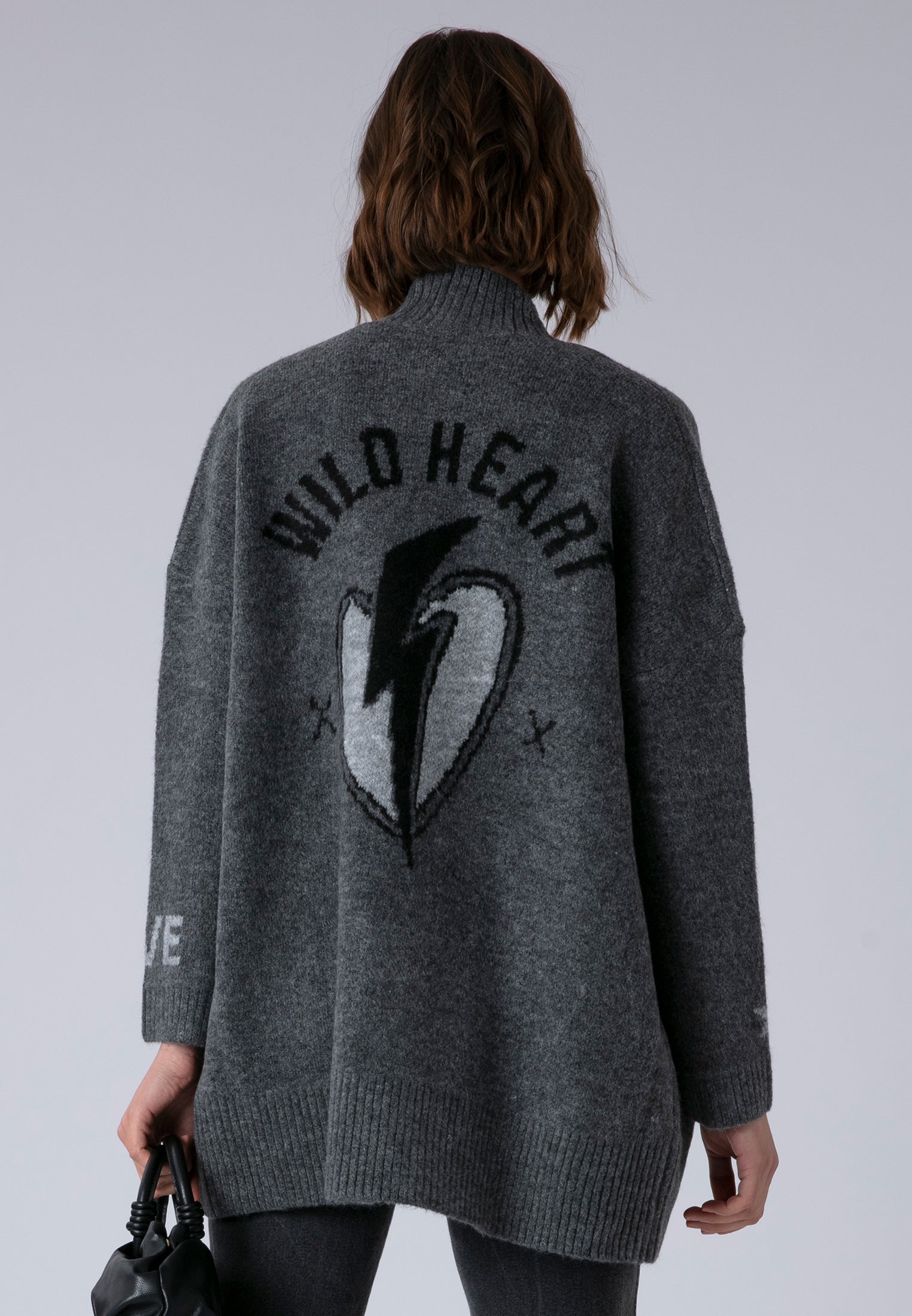 WILD HEART CARDIGAN CHARCOAL