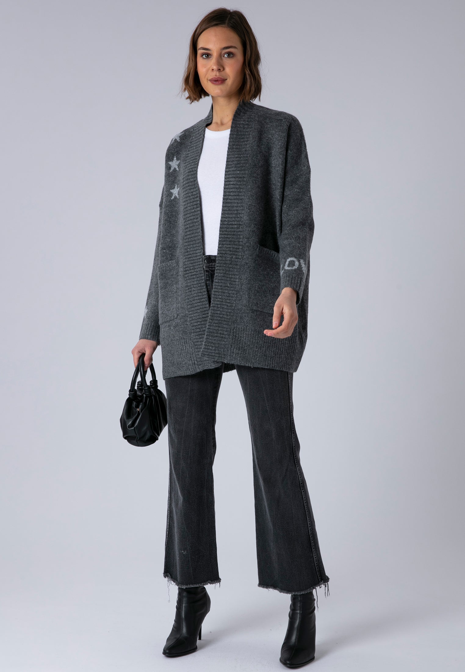 WILD HEART CARDIGAN CHARCOAL