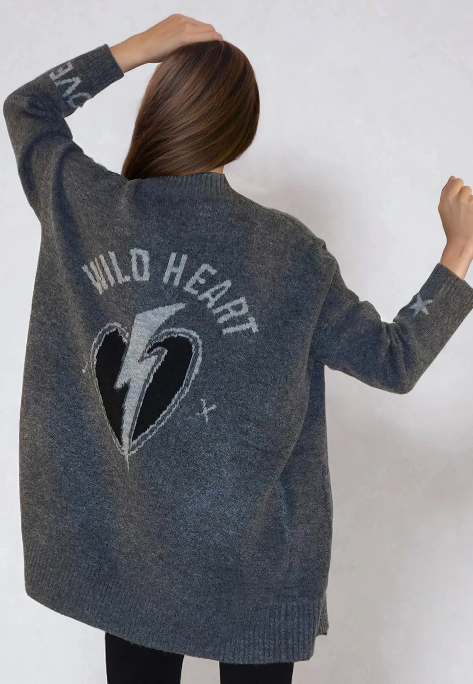 WILD HEART CARDIGAN CHARCOAL
