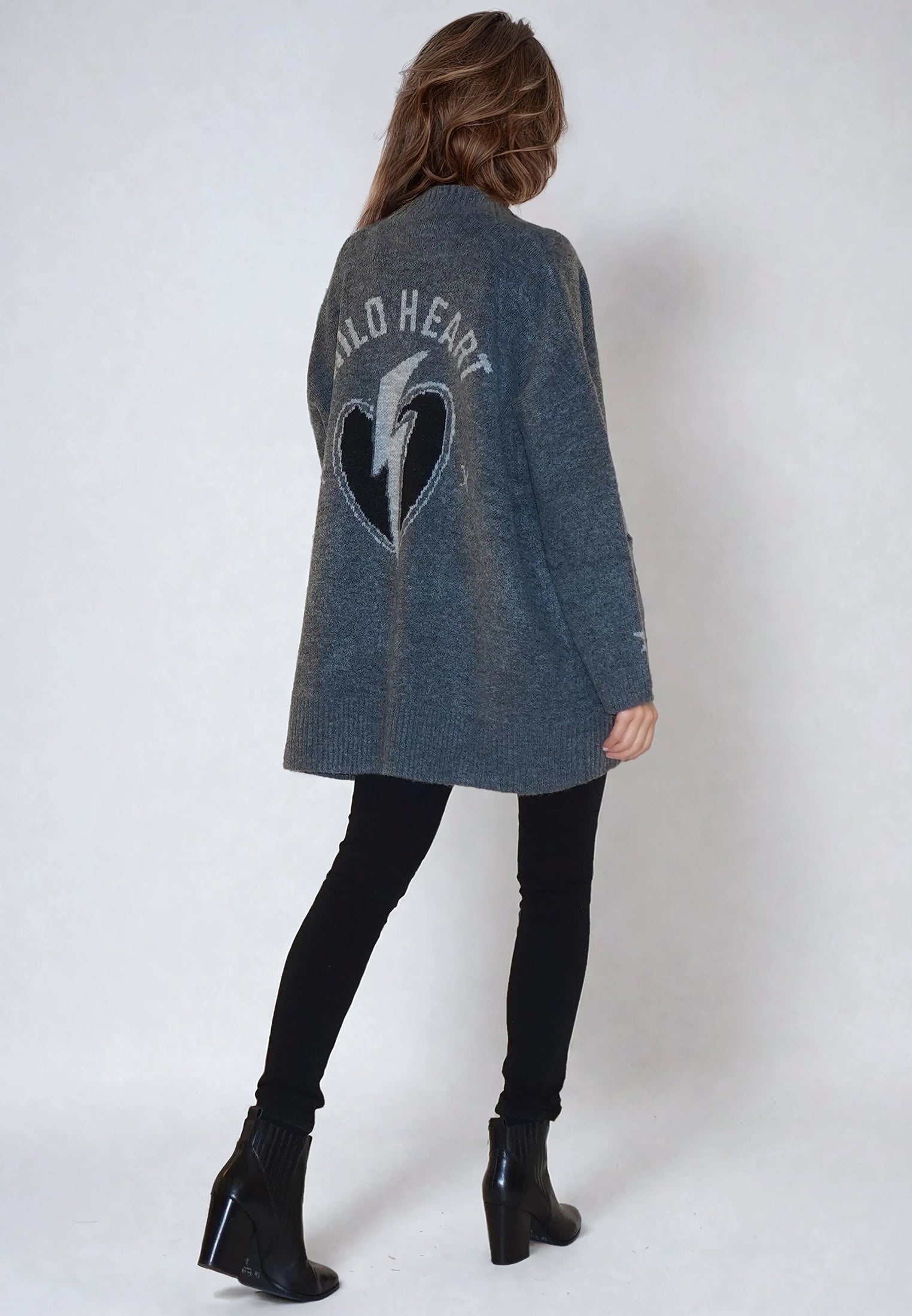 WILD HEART CARDIGAN CHARCOAL