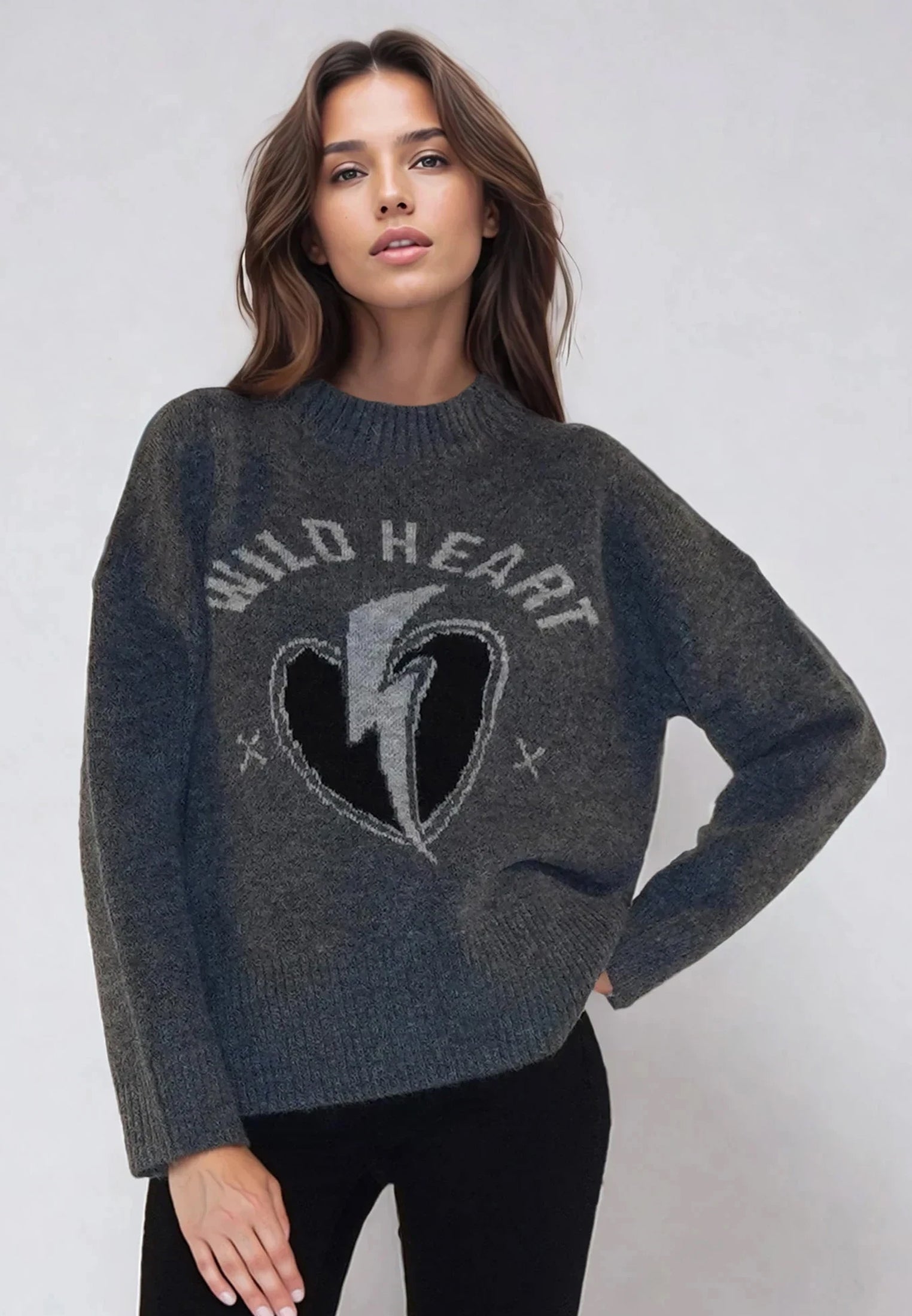 WILD HEART JUMPER CHARCOAL