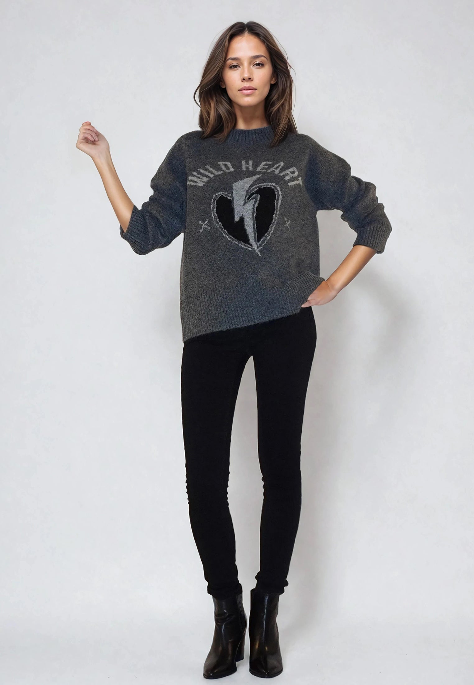 WILD HEART JUMPER CHARCOAL