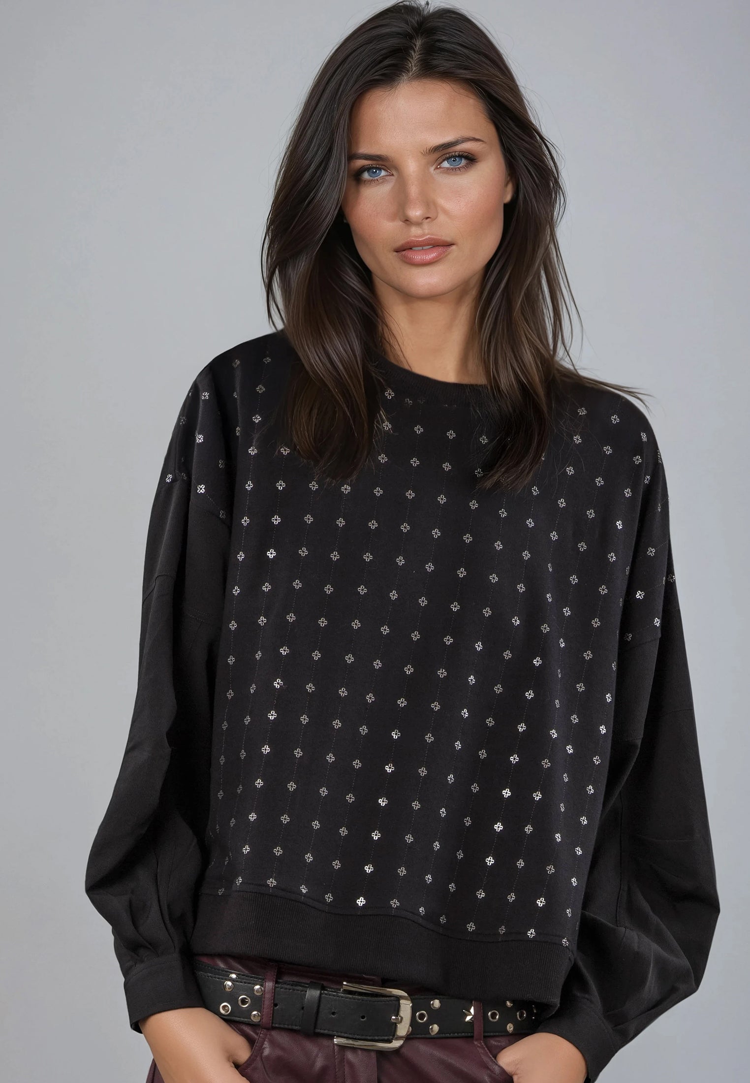 MILA JUMPER BLACK WITH BEADING