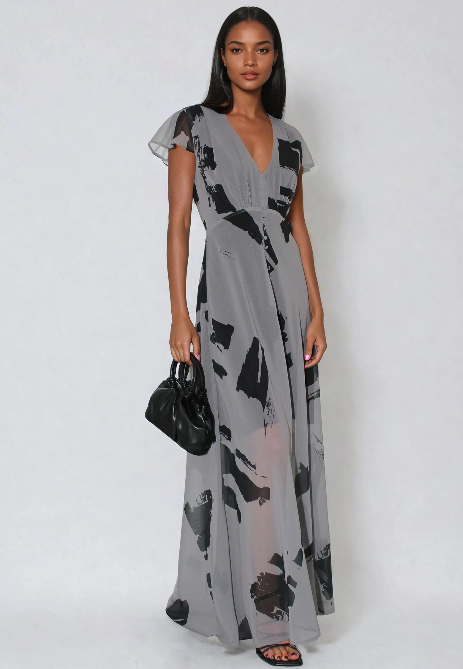 INDIUM MAXI DRESS FACADE FLINT & BLACK