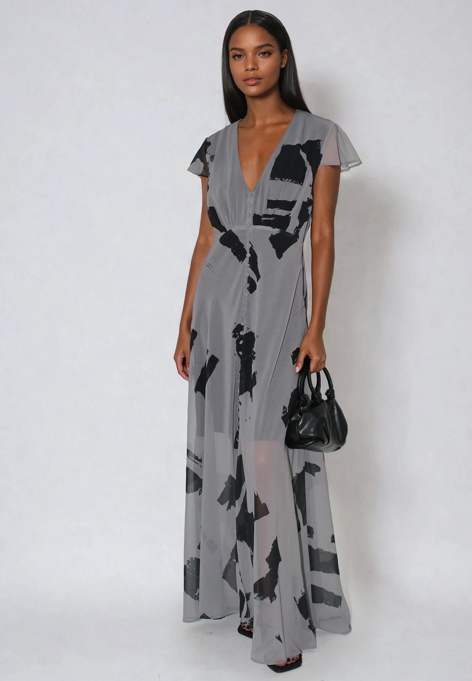 INDIUM MAXI DRESS FACADE FLINT & BLACK