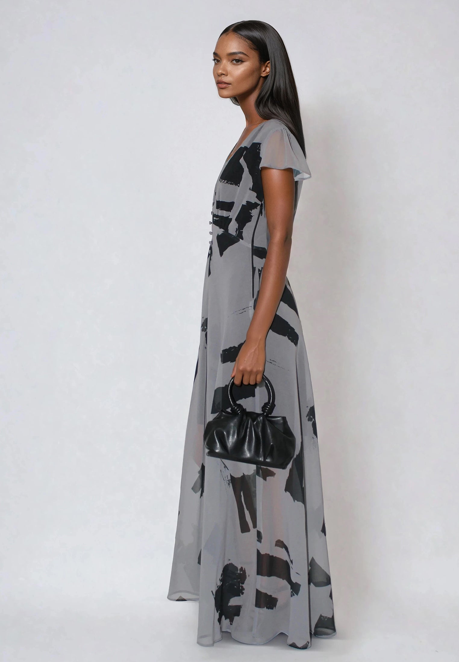 INDIUM MAXI DRESS FACADE FLINT & BLACK