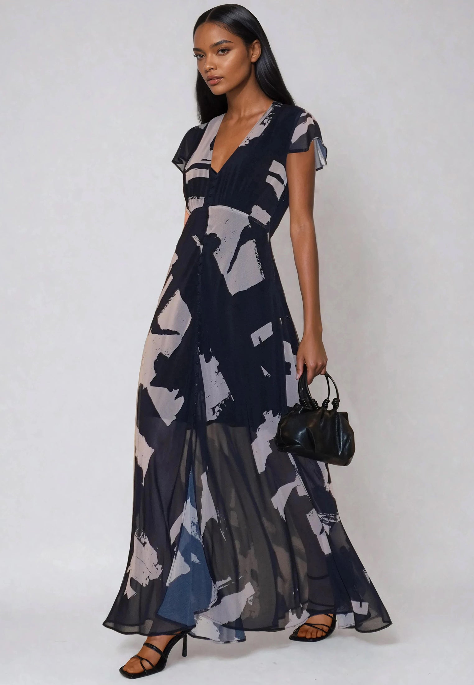 INDIUM MAXI DRESS FACADE BLACK & ASHES