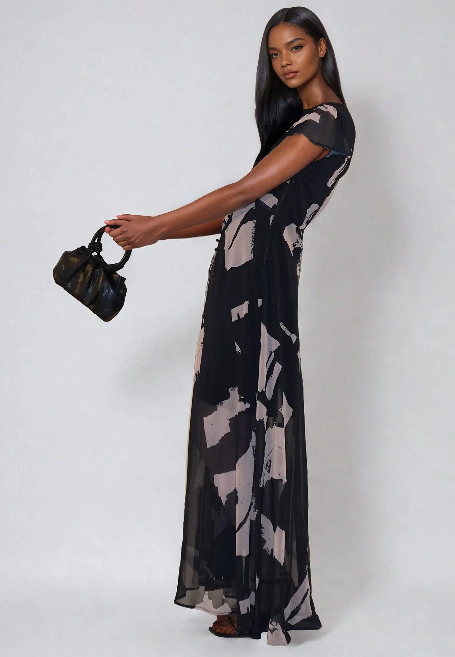 INDIUM MAXI DRESS FACADE BLACK & ASHES