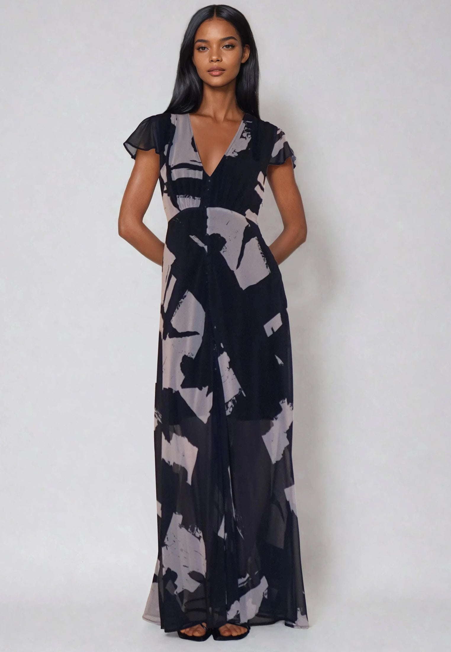 INDIUM MAXI DRESS FACADE BLACK & ASHES