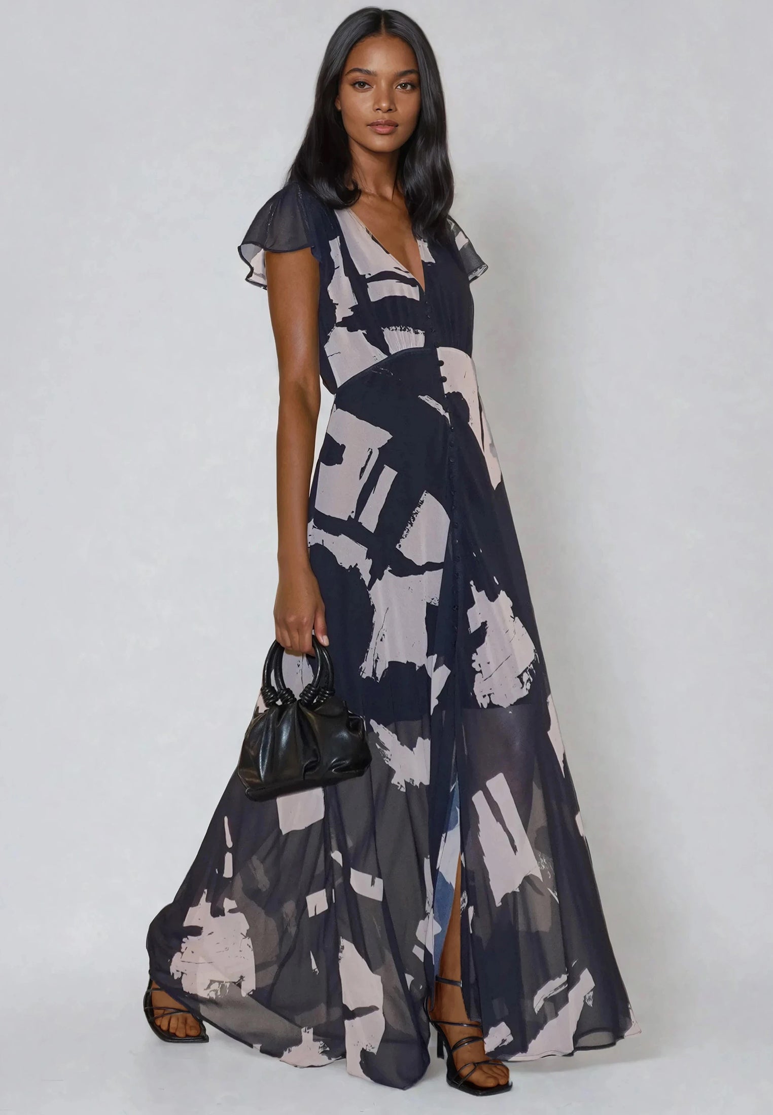 INDIUM MAXI DRESS FACADE BLACK & ASHES