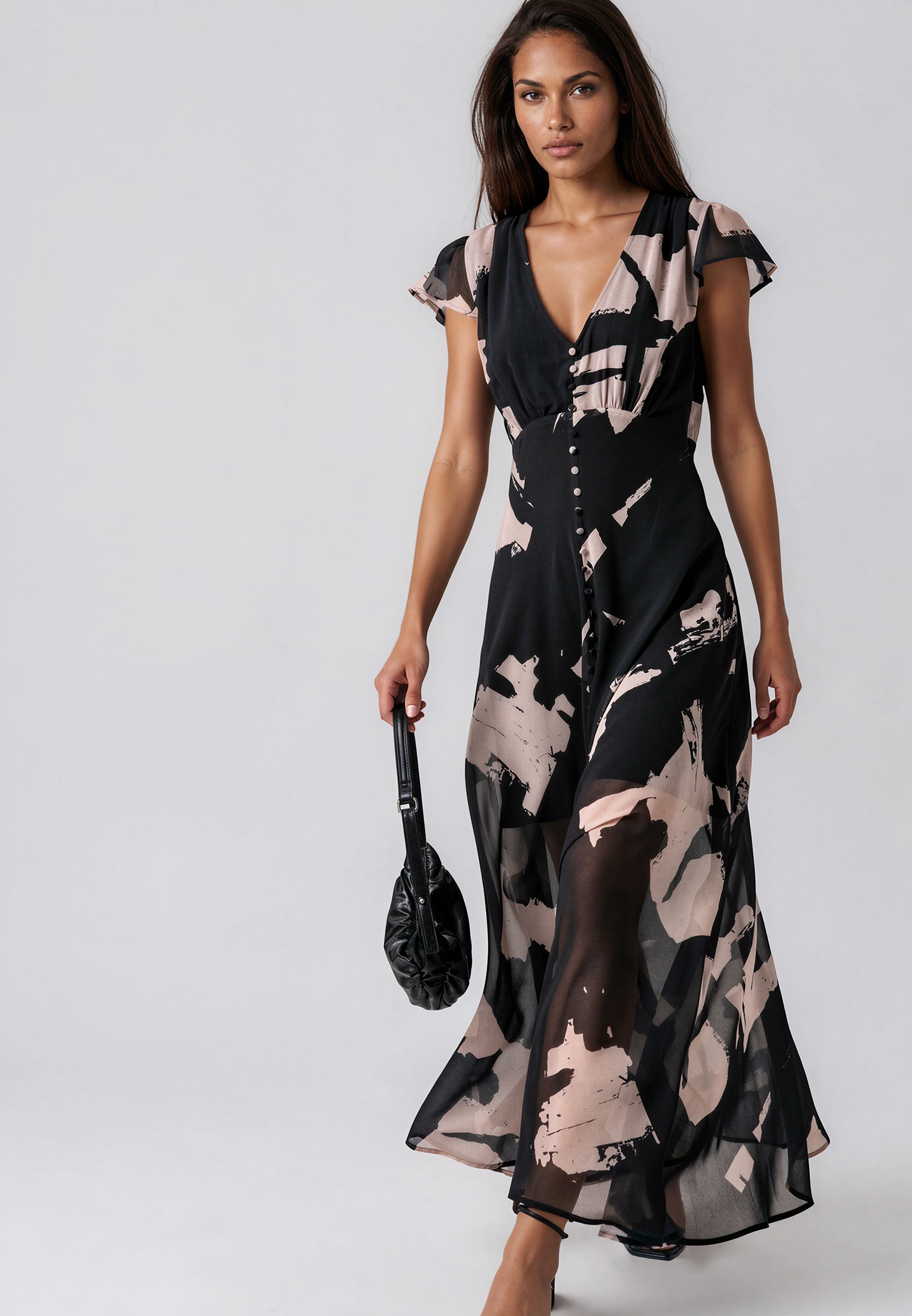 INDIUM MAXI DRESS FACADE BLACK & ASHES