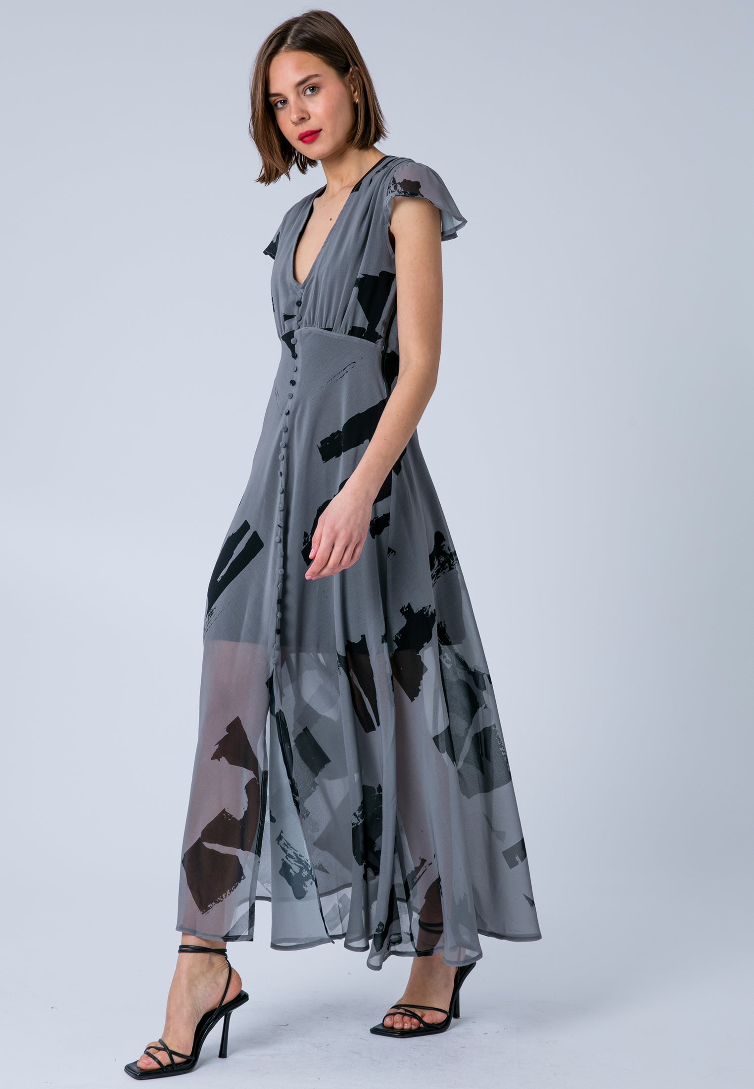 INDIUM MAXI DRESS FACADE FLINT & BLACK