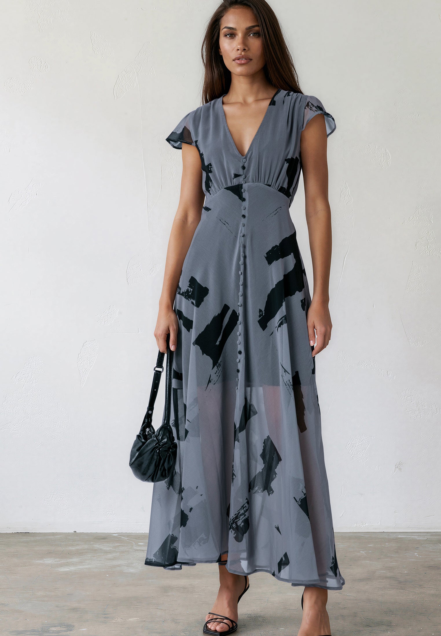 INDIUM MAXI DRESS FACADE FLINT & BLACK