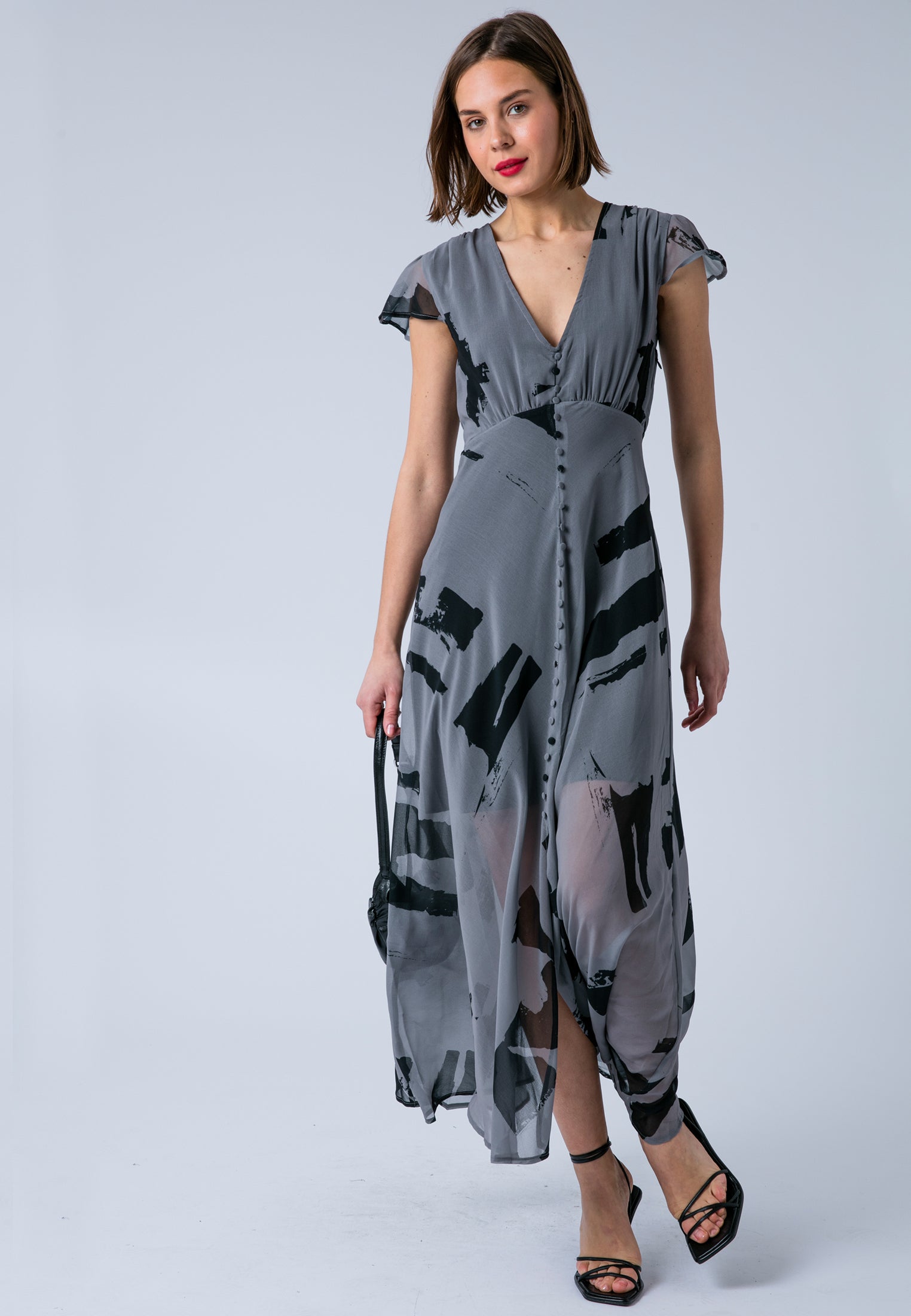 INDIUM MAXI DRESS FACADE FLINT & BLACK